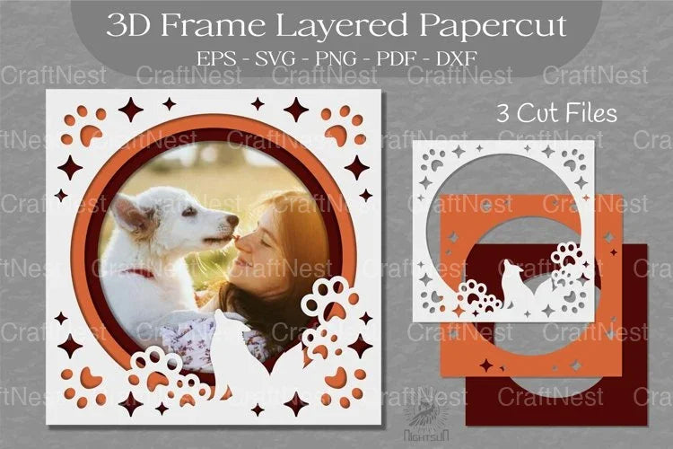 Dog 3D Frame Layered SVG Bundle - CraftNest - Digital Crafting and Art