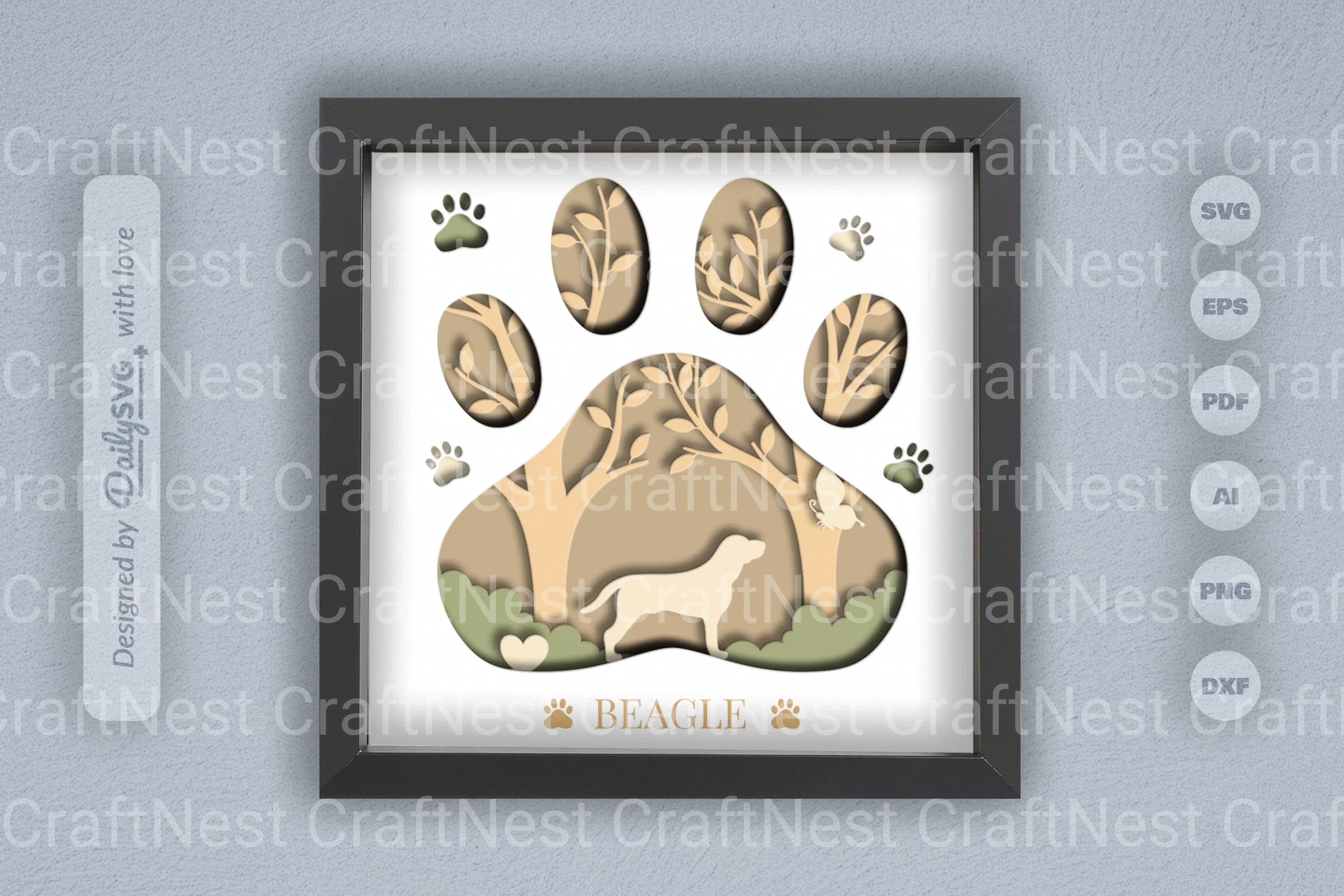 Beagle Dog Breed Papercut SVG Bundle