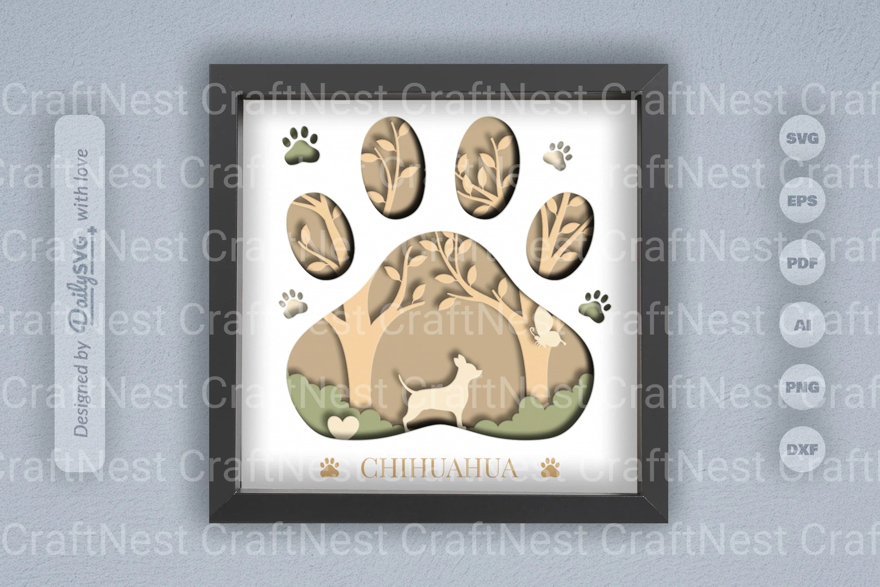 Chihuahua Dog Breed Papercut SVG Bundle - CraftNest - Digital Crafting and Art