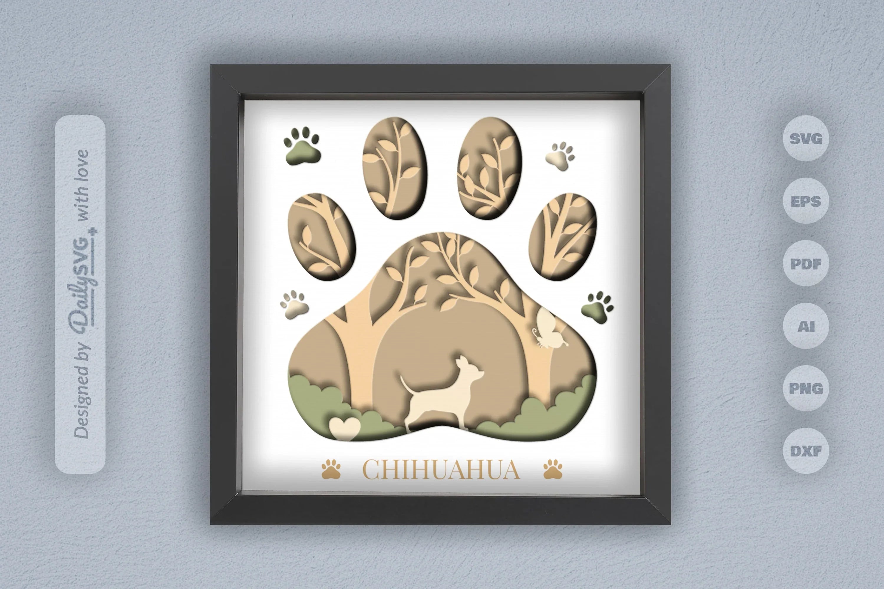 Chihuahua Dog Breed Papercut SVG Bundle - CraftNest - Digital Crafting and Art