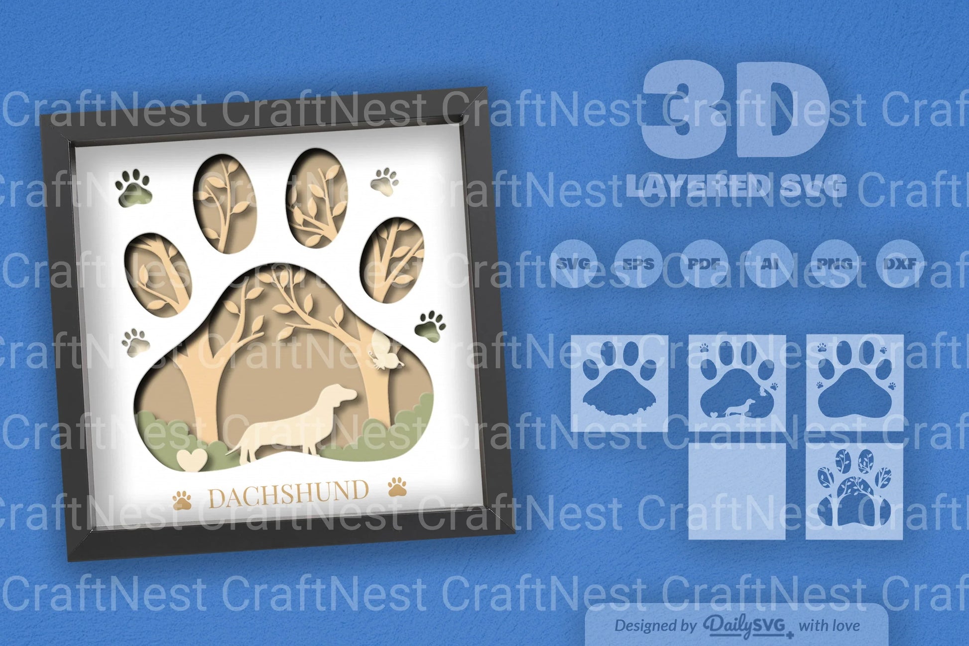 Dachshund Papercut SVG Bundle for Crafting - CraftNest - Digital Crafting and Art
