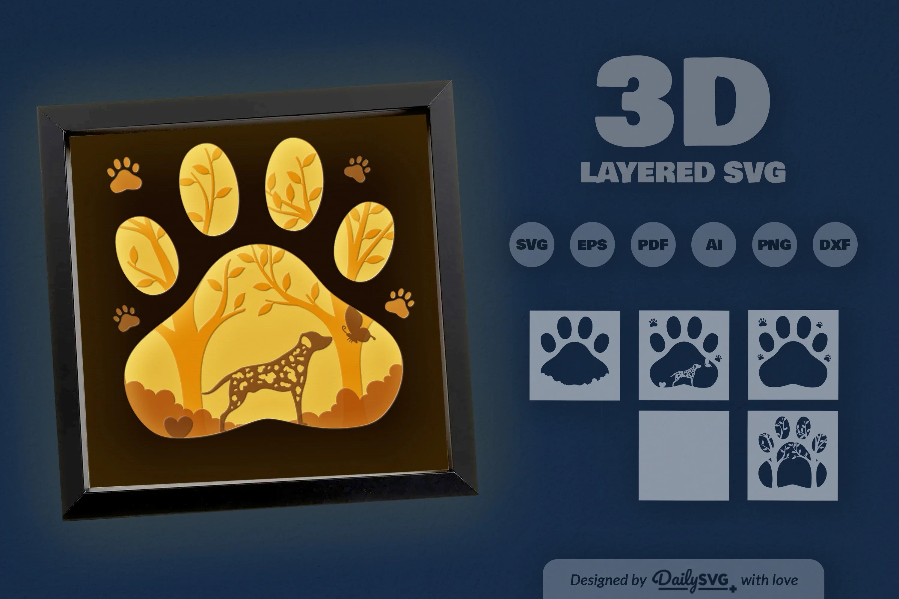 Dalmatian Dog Breed Papercut SVG Bundle - CraftNest - Digital Crafting and Art