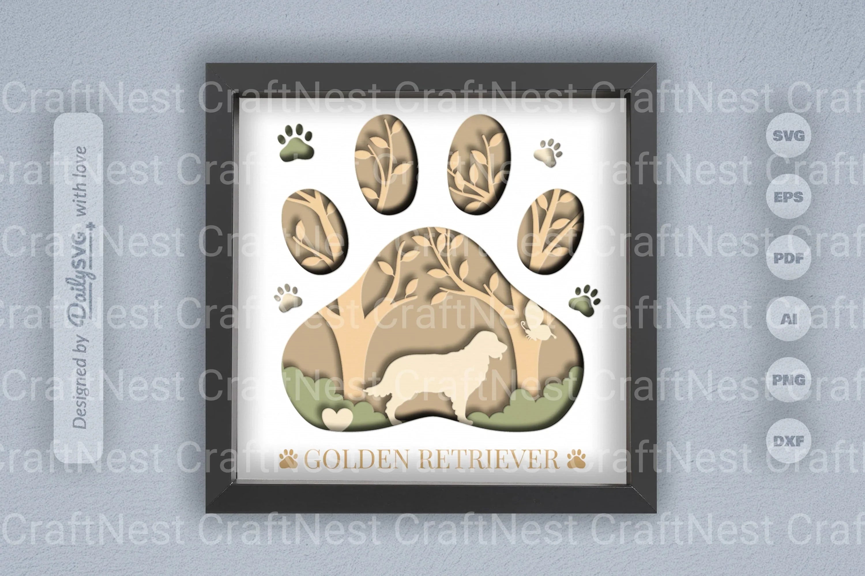 Golden Retriever Papercut SVG Bundle