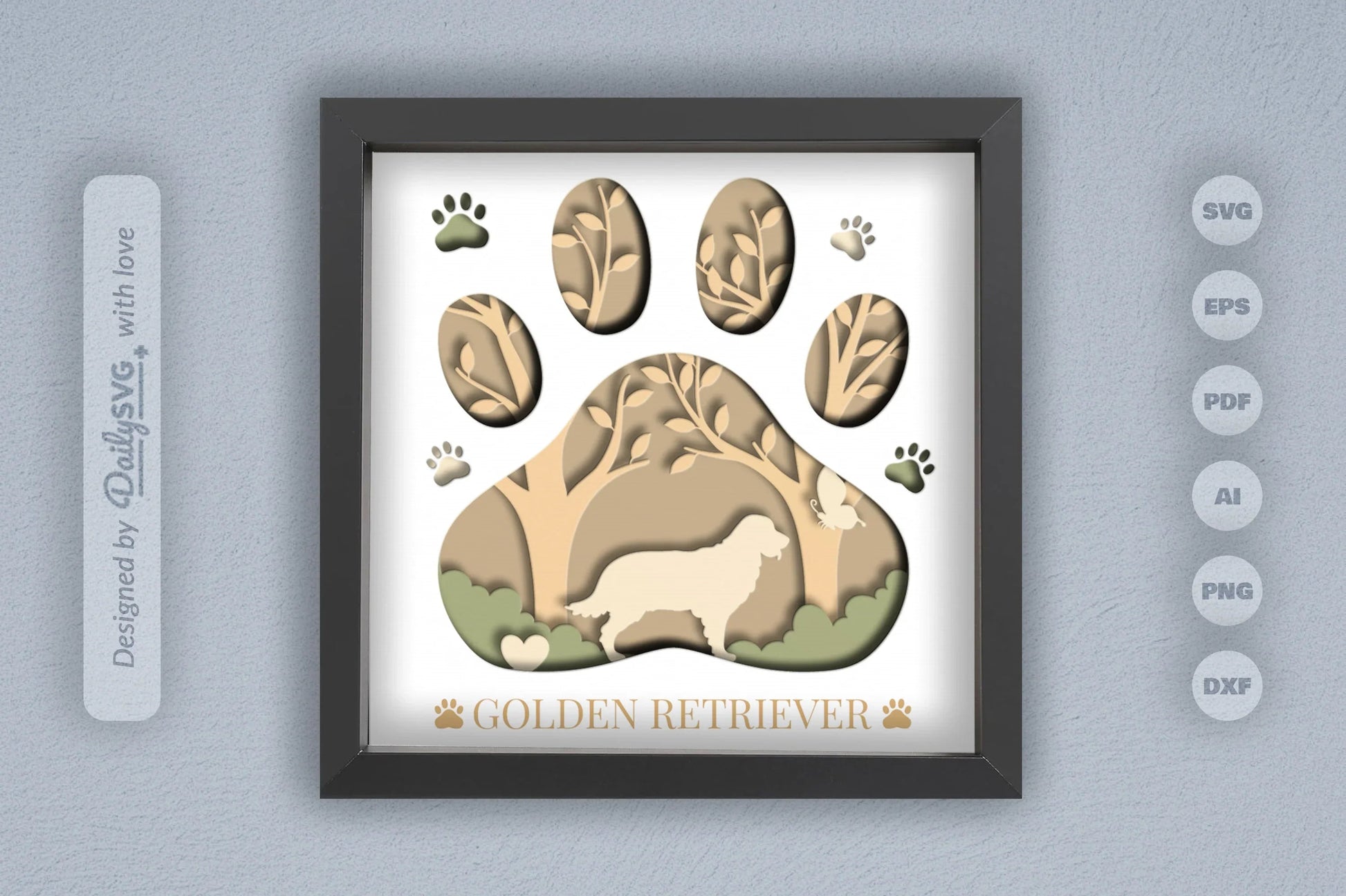 Golden Retriever Papercut SVG Bundle - CraftNest - Digital Crafting and Art