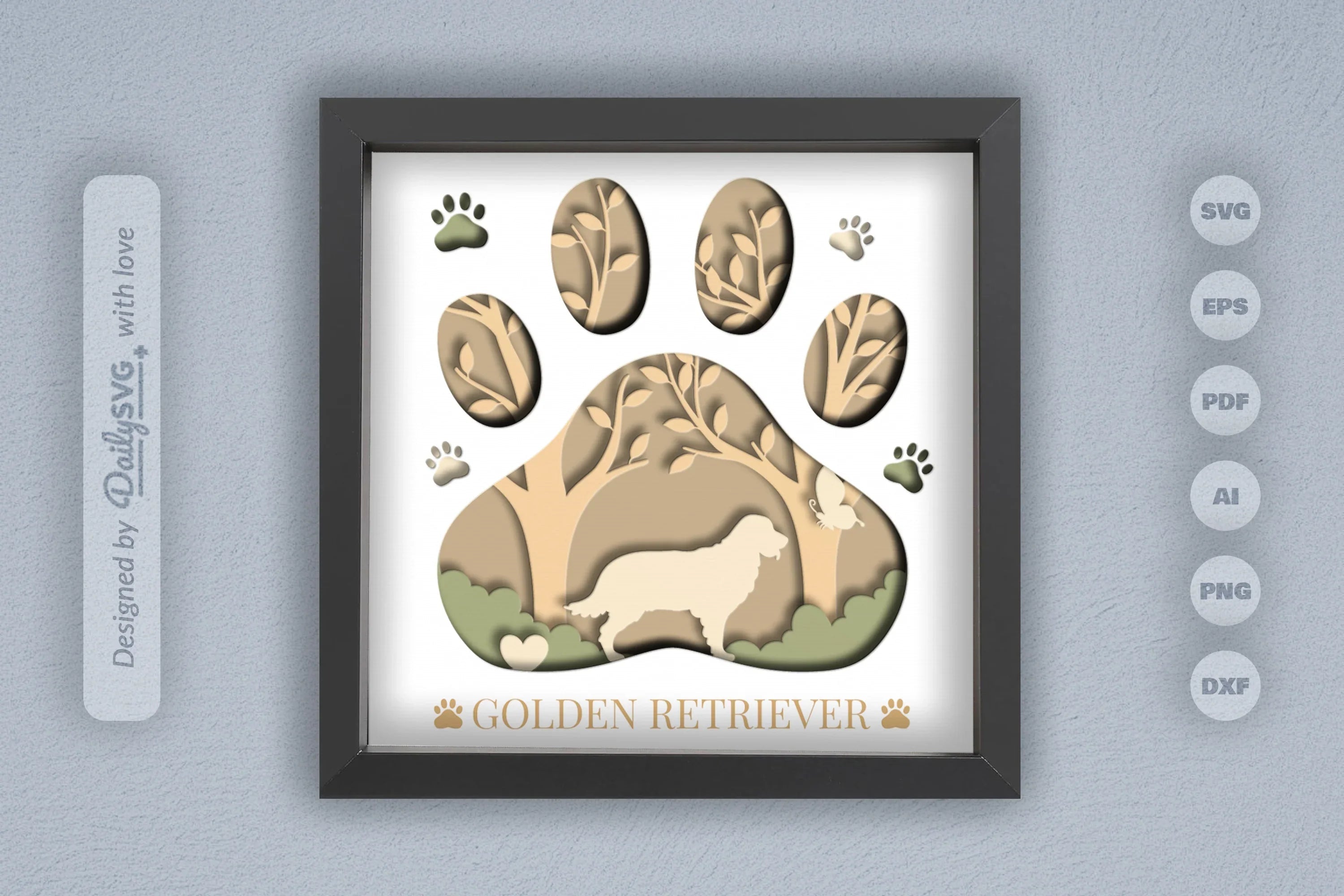 Golden Retriever Papercut SVG Bundle - CraftNest - Digital Crafting and Art
