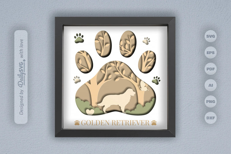 Golden Retriever Papercut SVG Bundle - CraftNest - Digital Crafting and Art