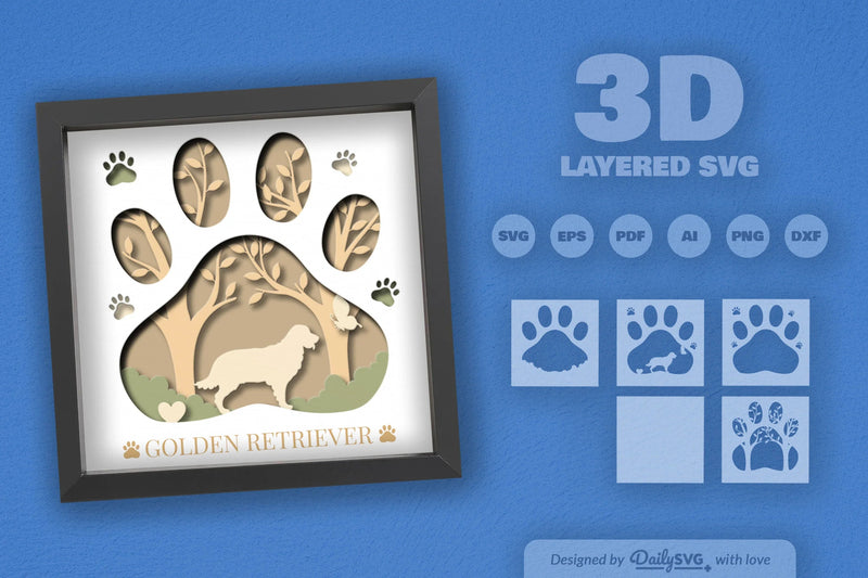 Golden Retriever Papercut SVG Bundle - CraftNest - Digital Crafting and Art