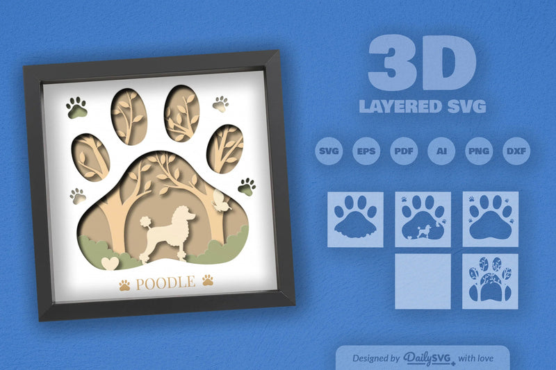 Poodle Papercut SVG Bundle - CraftNest - Digital Crafting and Art