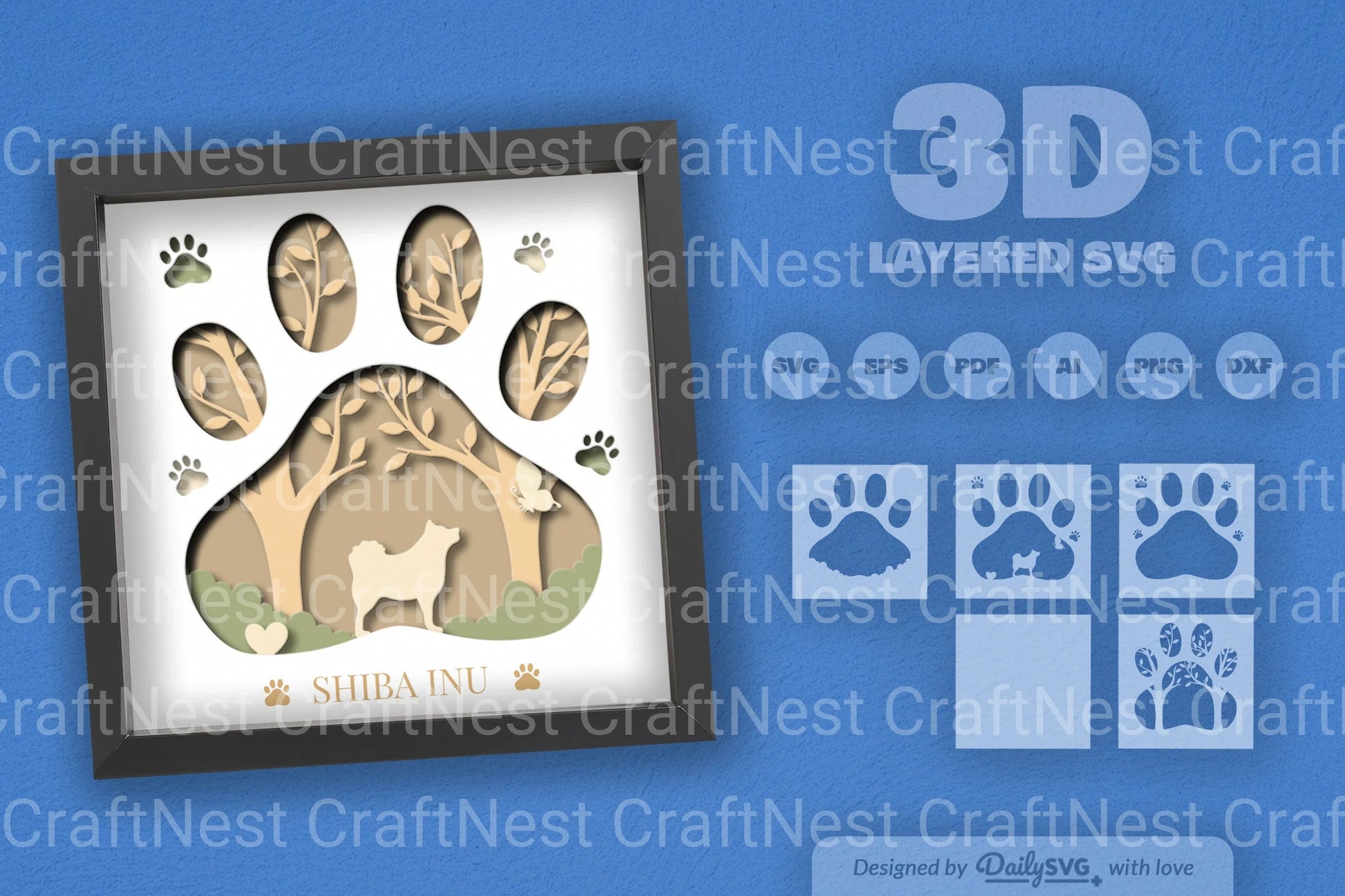 Shiba Inu Papercut Dog Breed SVG Bundle - CraftNest - Digital Crafting and Art