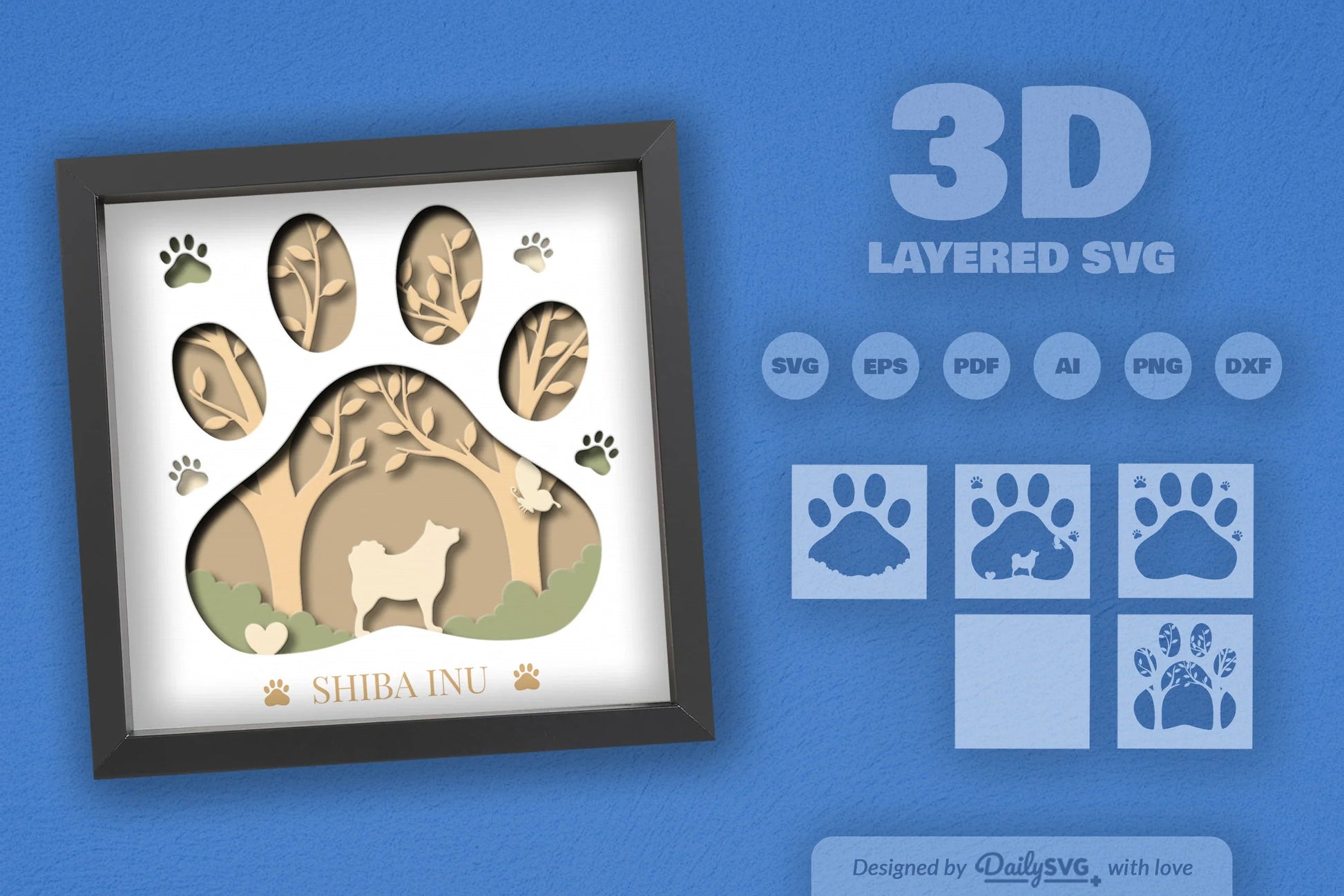 Shiba Inu Papercut Dog Breed SVG Bundle - CraftNest - Digital Crafting and Art