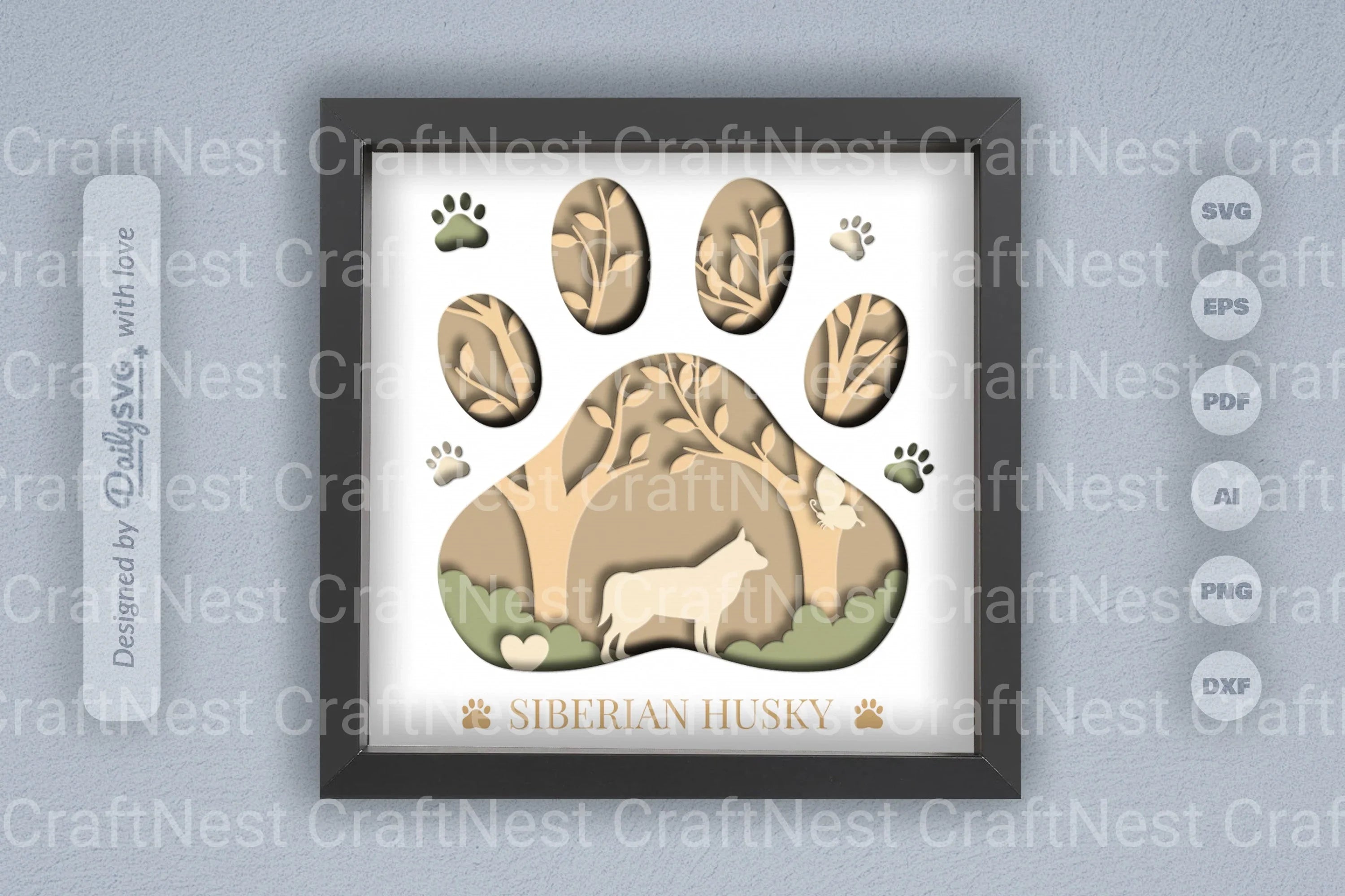 Siberian Husky Papercut SVG Bundle
