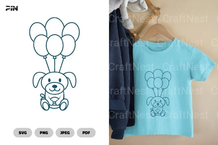 Dog Flying with Balloons Birthday Clipart Bundle - CraftNest - Digital Crafting and Art