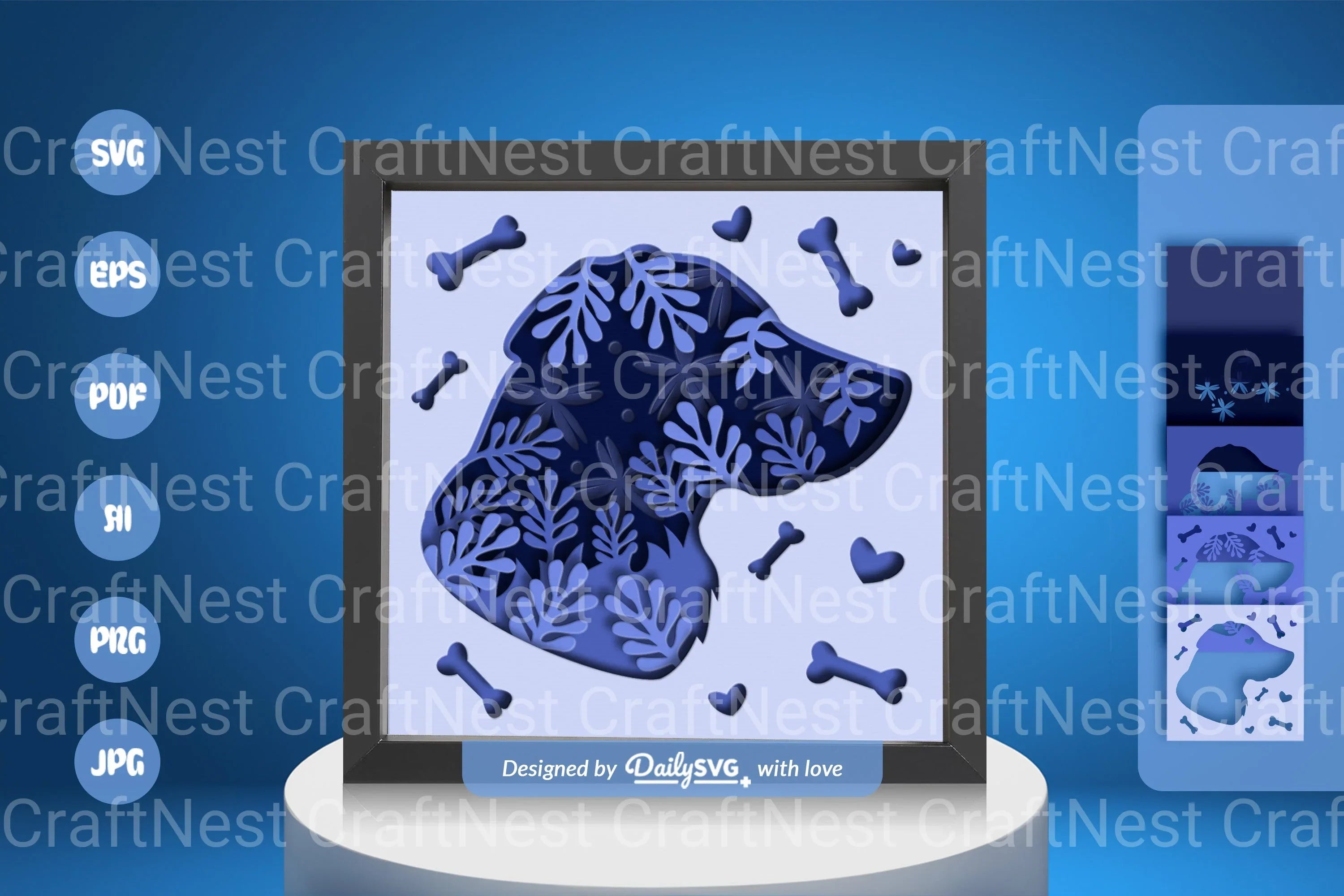 Dog Head Silhouette Papercut SVG Bundle