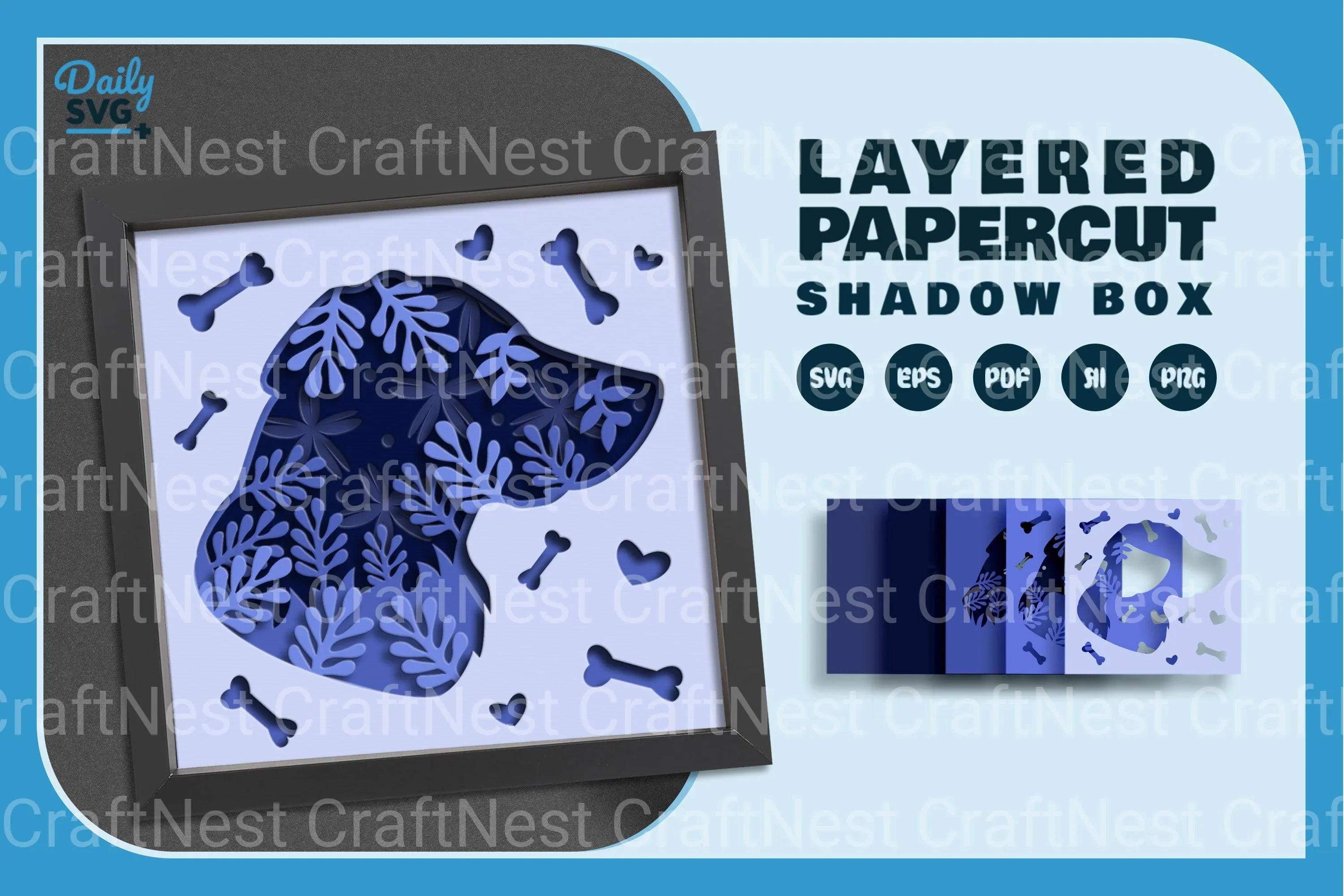 Dog Head Silhouette Papercut SVG Bundle