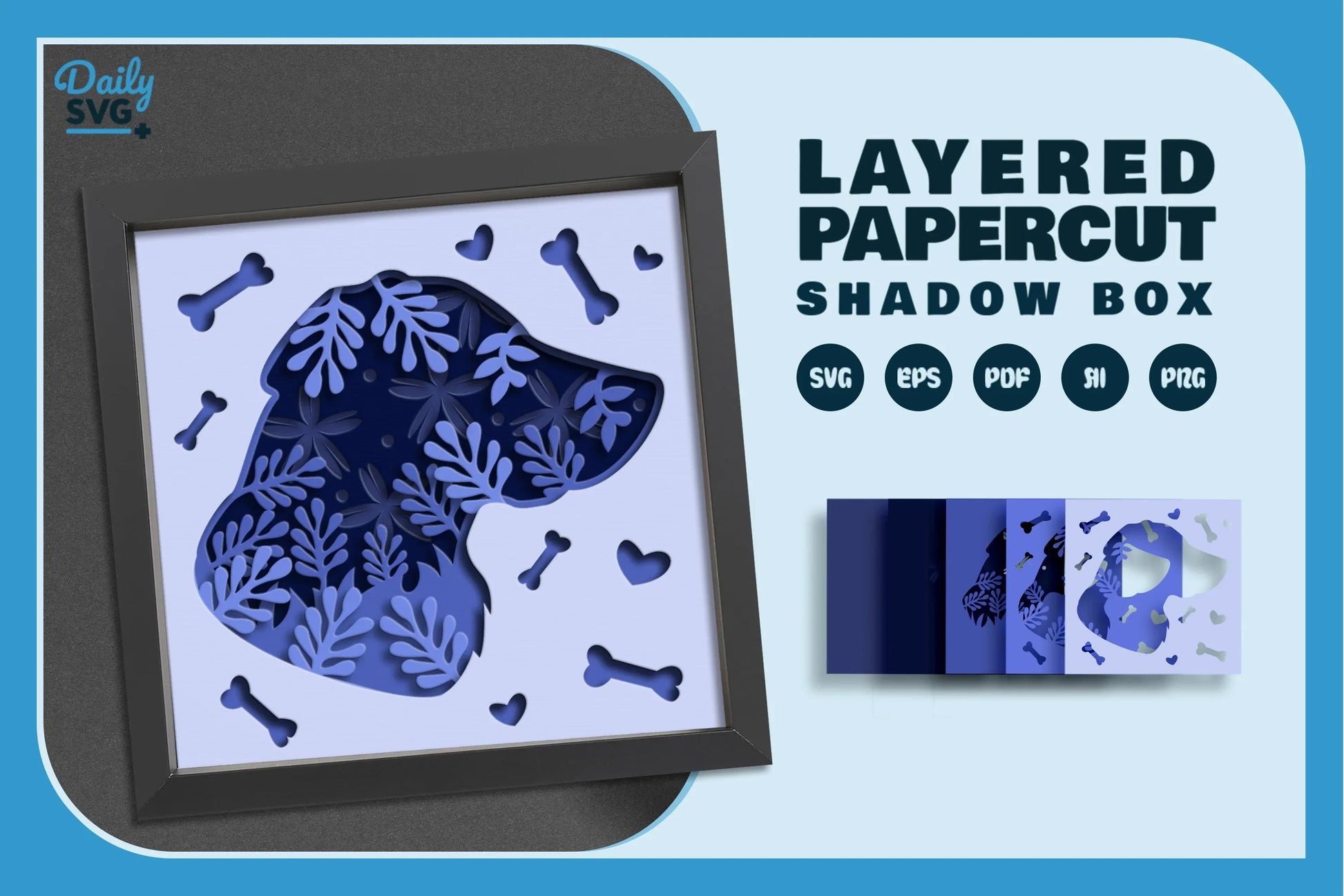 Dog Head Silhouette Papercut SVG Bundle - CraftNest - Digital Crafting and Art