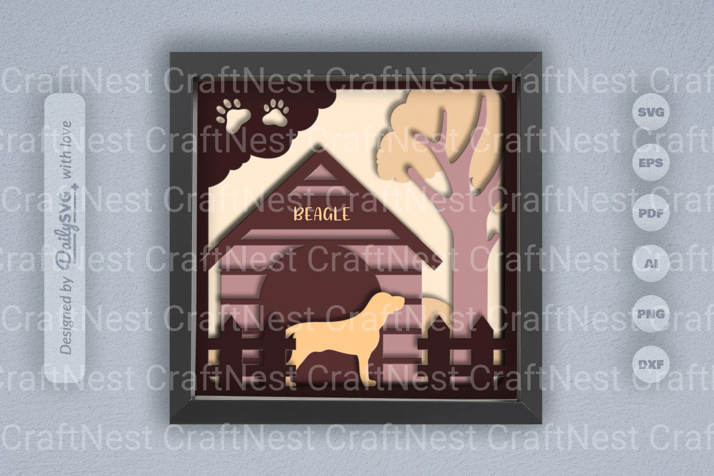 Beagle Dog House Papercut SVG Bundle