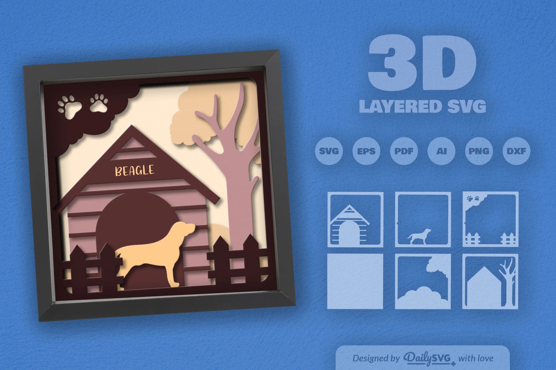 Beagle Dog House Papercut SVG Bundle - CraftNest - Digital Crafting and Art