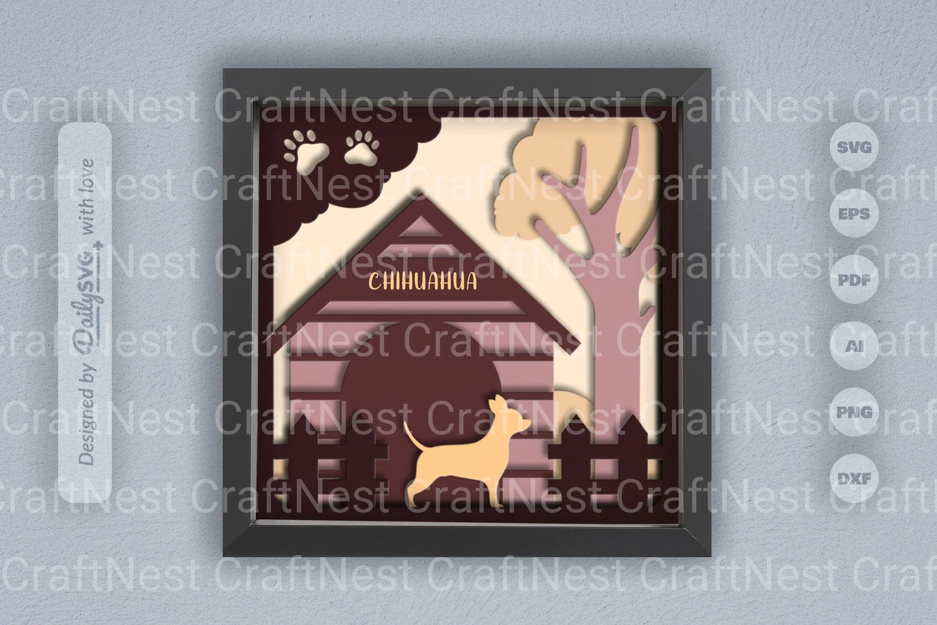 Chihuahua Dog House Papercut SVG Bundle