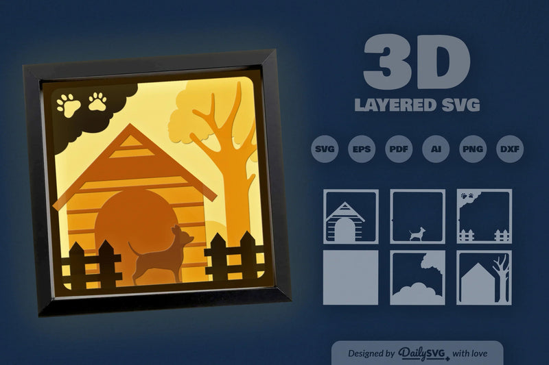 Chihuahua Dog House Papercut SVG Bundle - CraftNest - Digital Crafting and Art