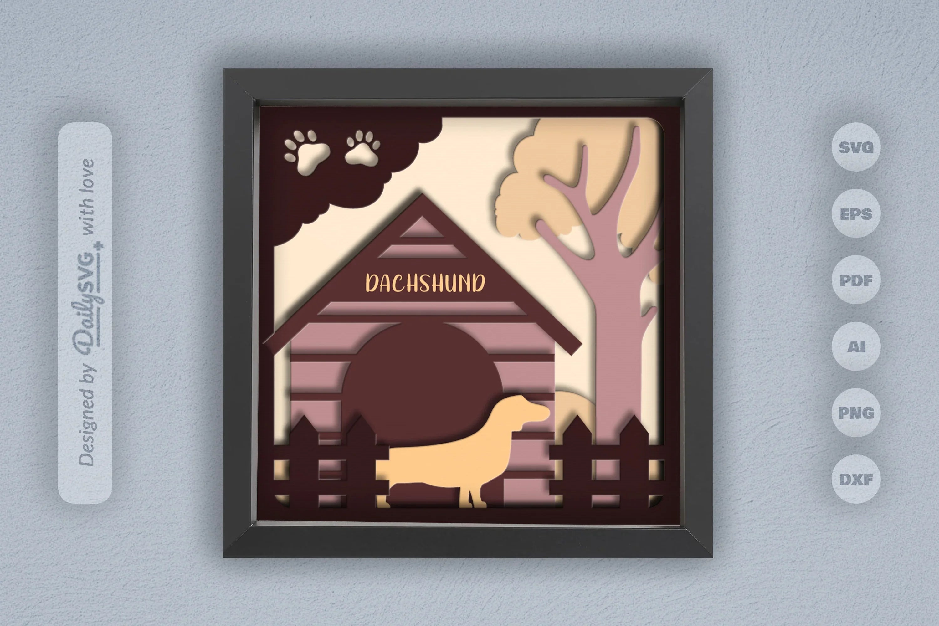 Dachshund Dog House Papercut SVG Bundle - CraftNest - Digital Crafting and Art