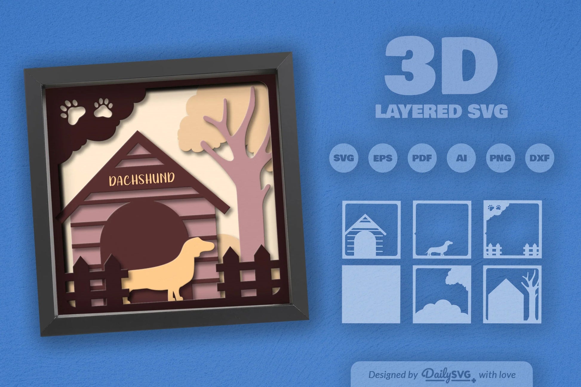 Dachshund Dog House Papercut SVG Bundle - CraftNest - Digital Crafting and Art