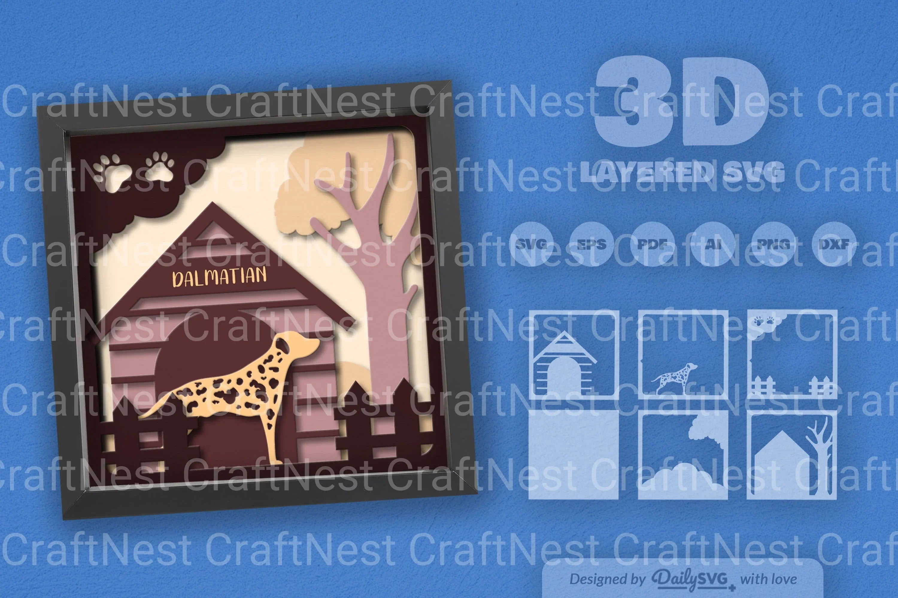 Dalmatian Dog House Papercut SVG Bundle