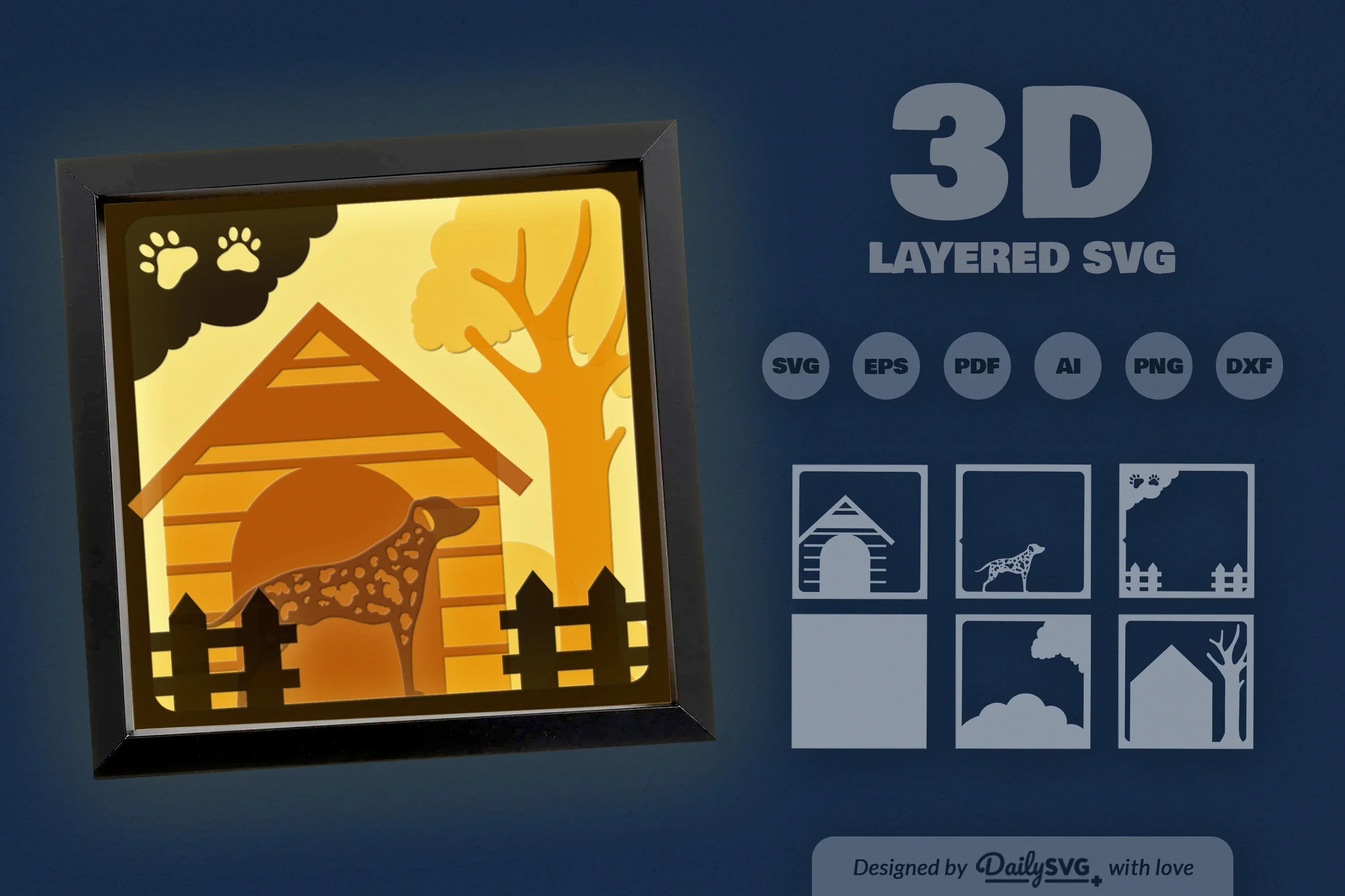 Dalmatian Dog House Papercut SVG Bundle - CraftNest - Digital Crafting and Art