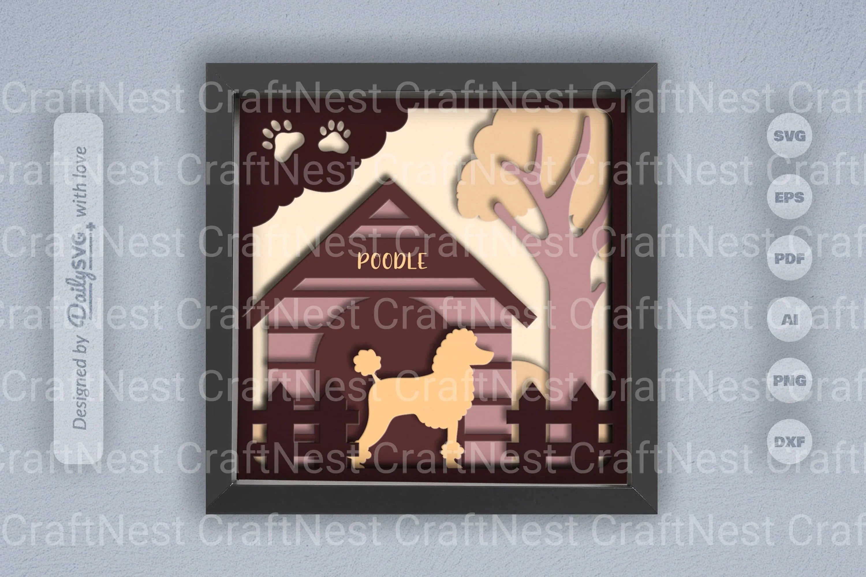 Dog House Papercut Poodle SVG Bundle