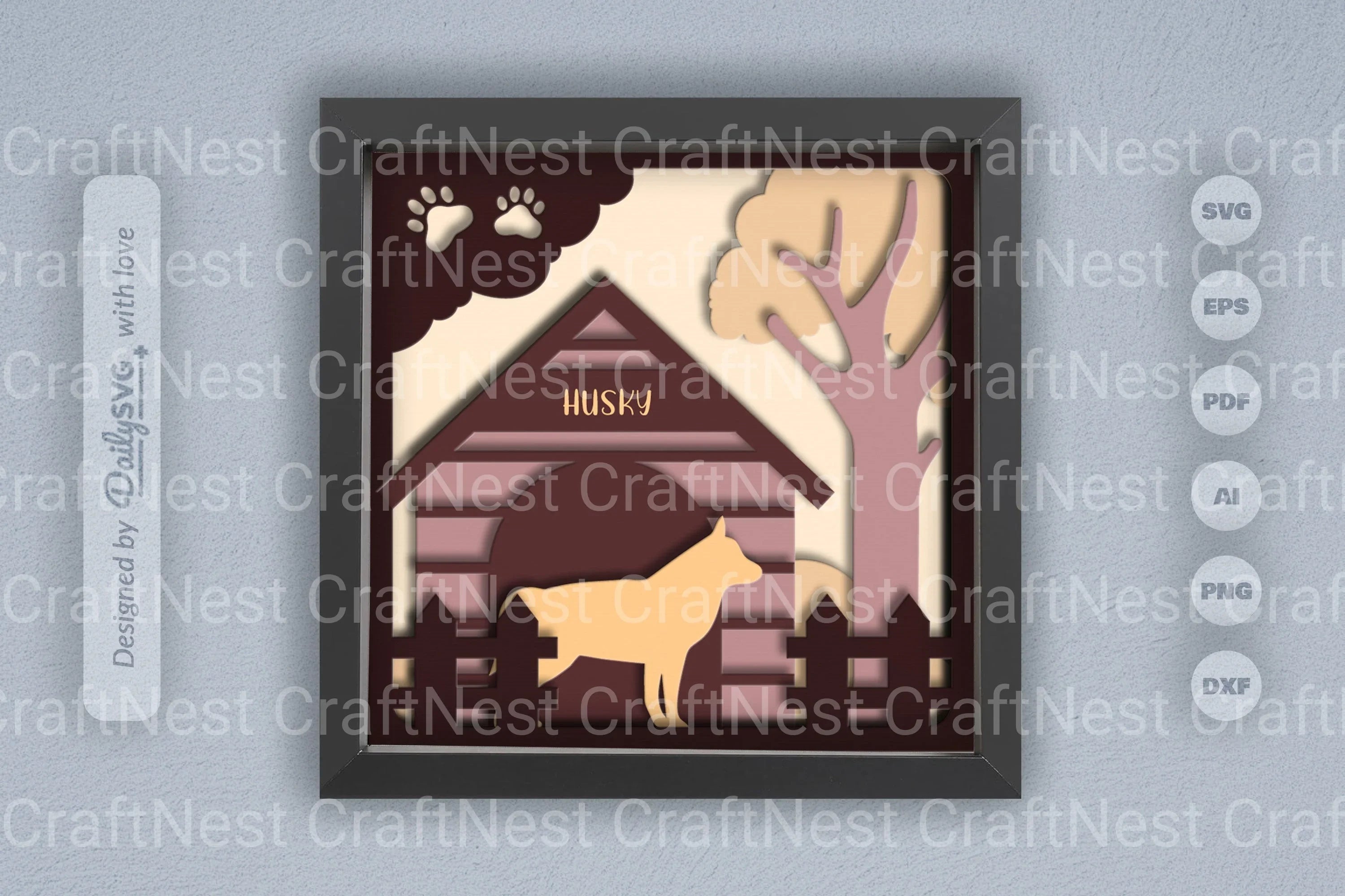 Siberian Husky Dog House Papercut SVG Bundle
