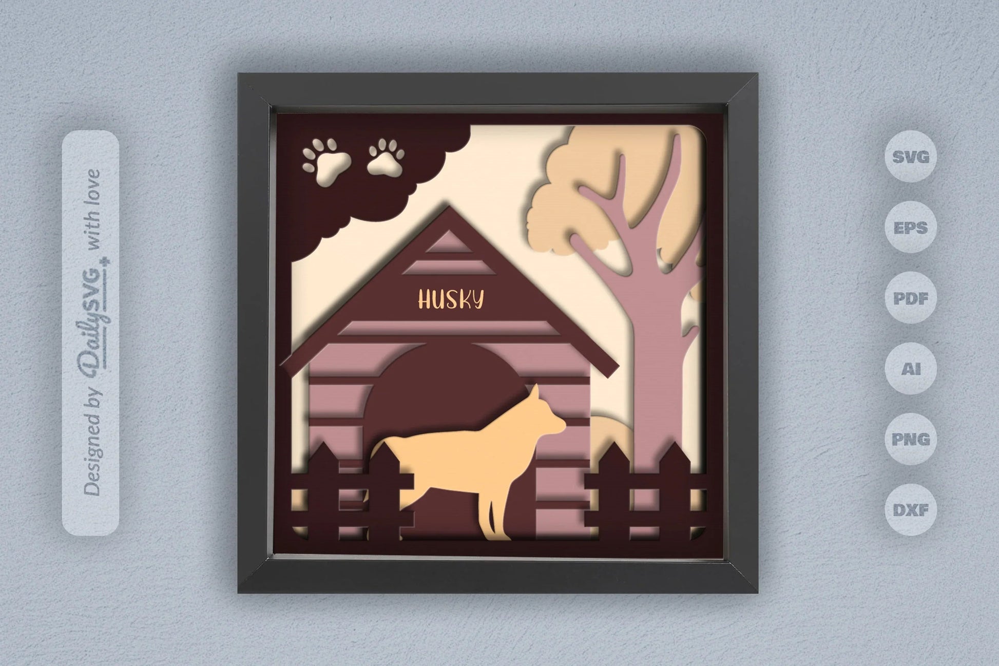 Siberian Husky Dog House Papercut SVG Bundle - CraftNest - Digital Crafting and Art
