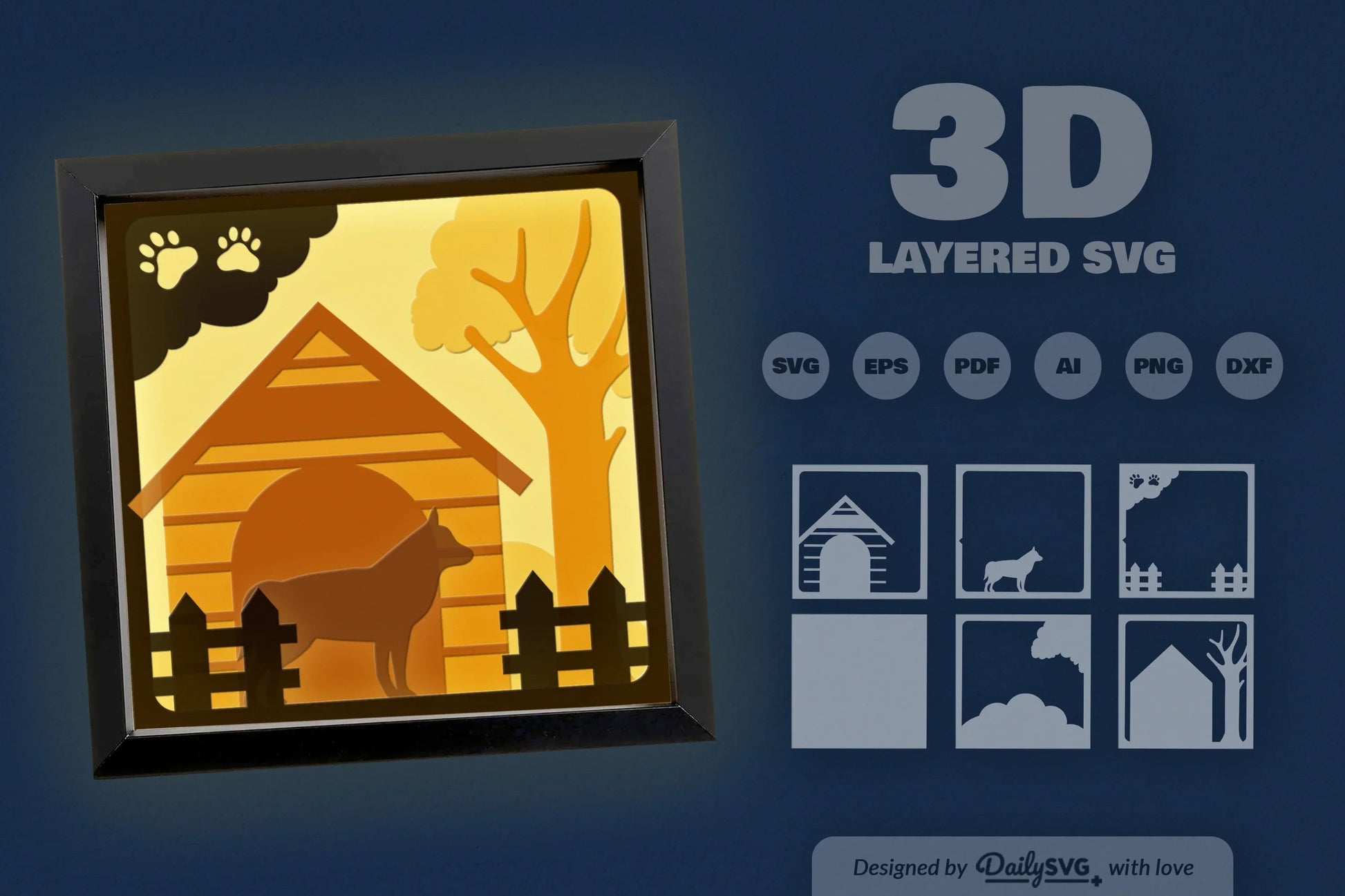 Siberian Husky Dog House Papercut SVG Bundle - CraftNest - Digital Crafting and Art