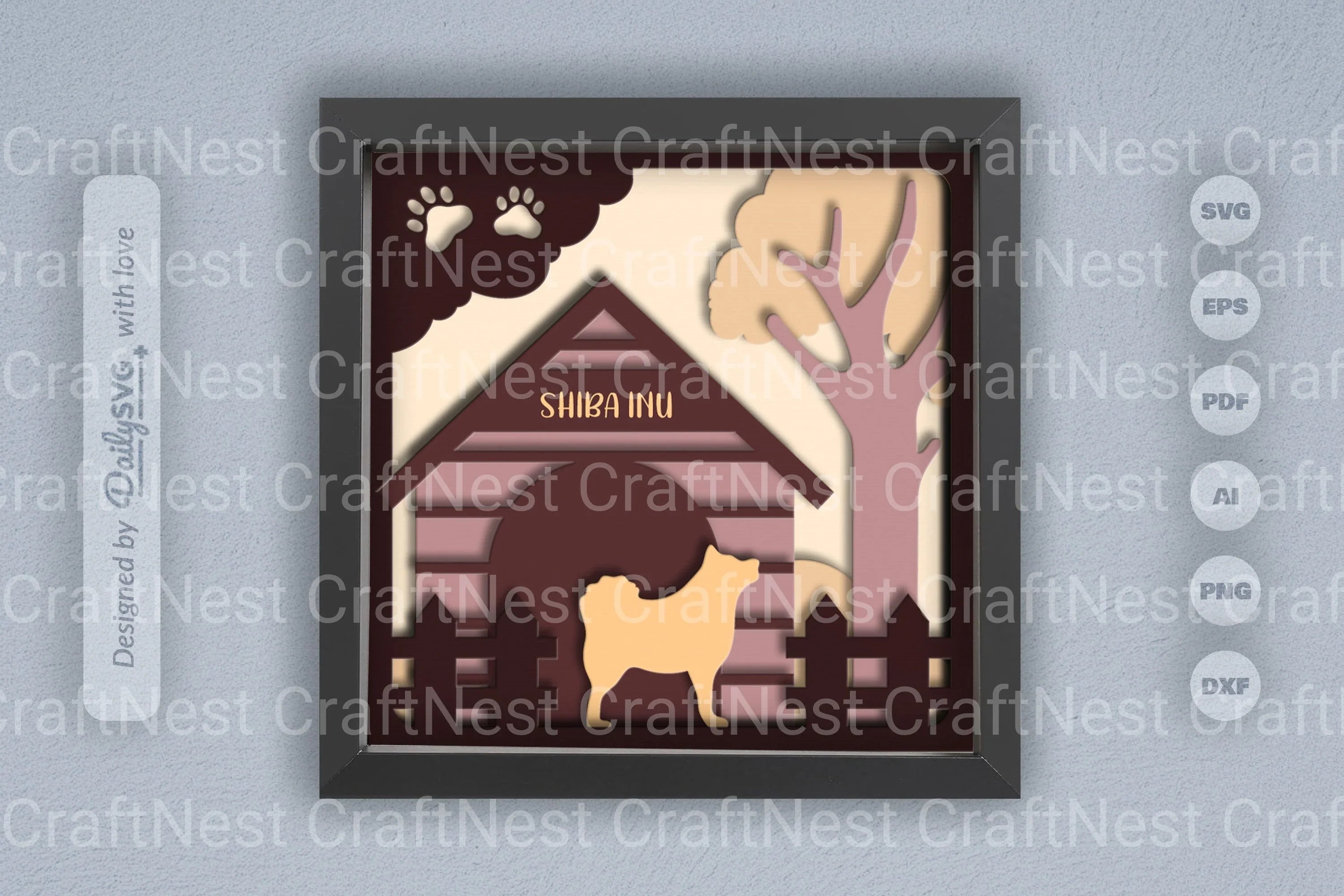 Shiba Inu Dog House Papercut SVG Bundle