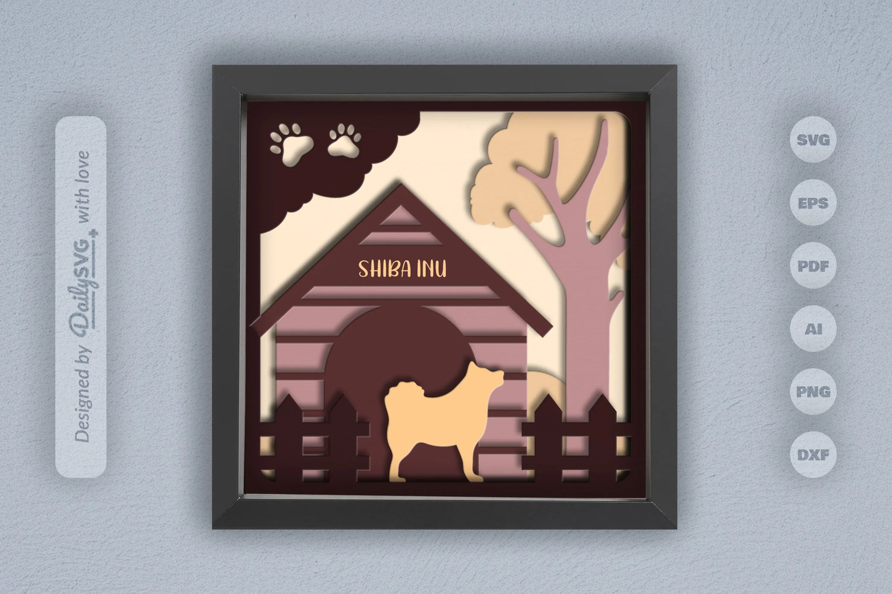 Shiba Inu Dog House Papercut SVG Bundle - CraftNest - Digital Crafting and Art