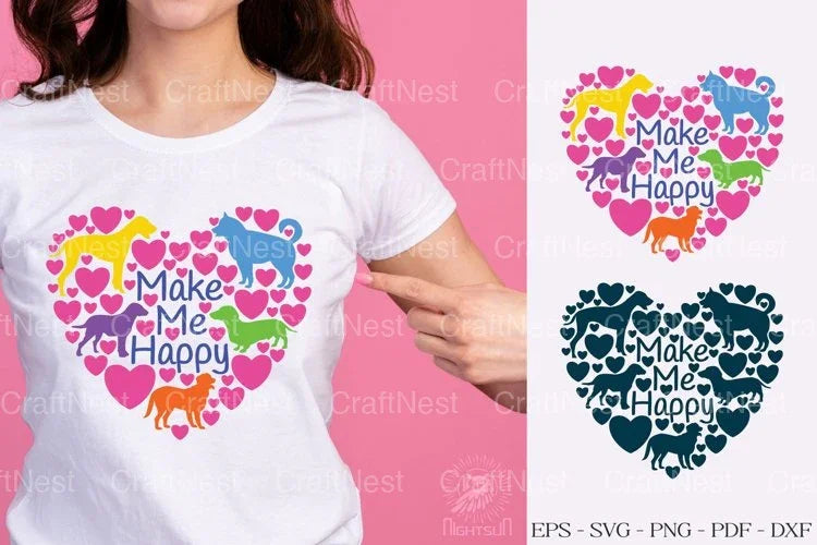 Dog Makes Me Happy T-Shirt Design Clipart Bundle - CraftNest - Digital Crafting and Art