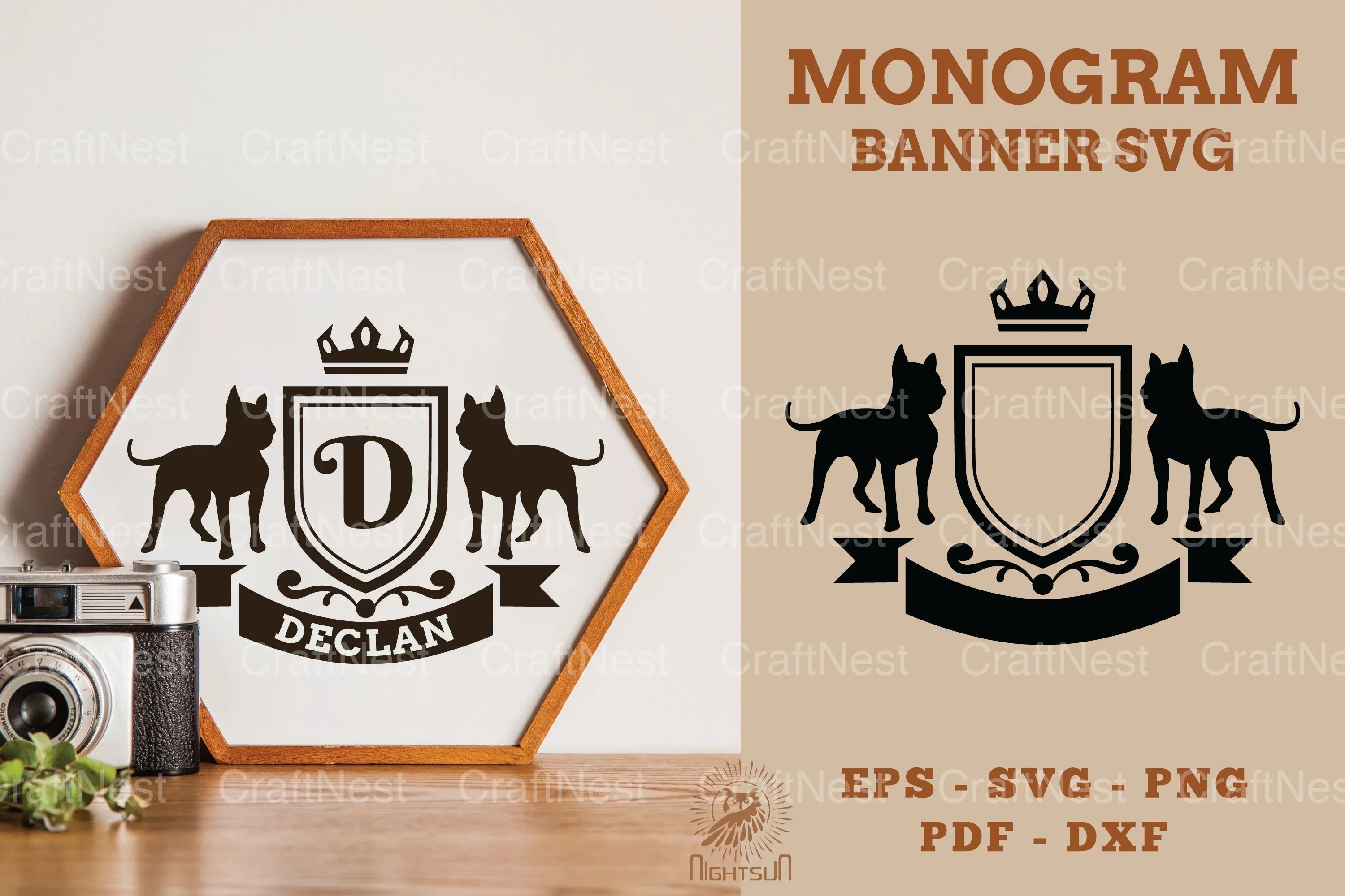 Dog Monogram Banner SVG Bundle - CraftNest - Digital Crafting and Art