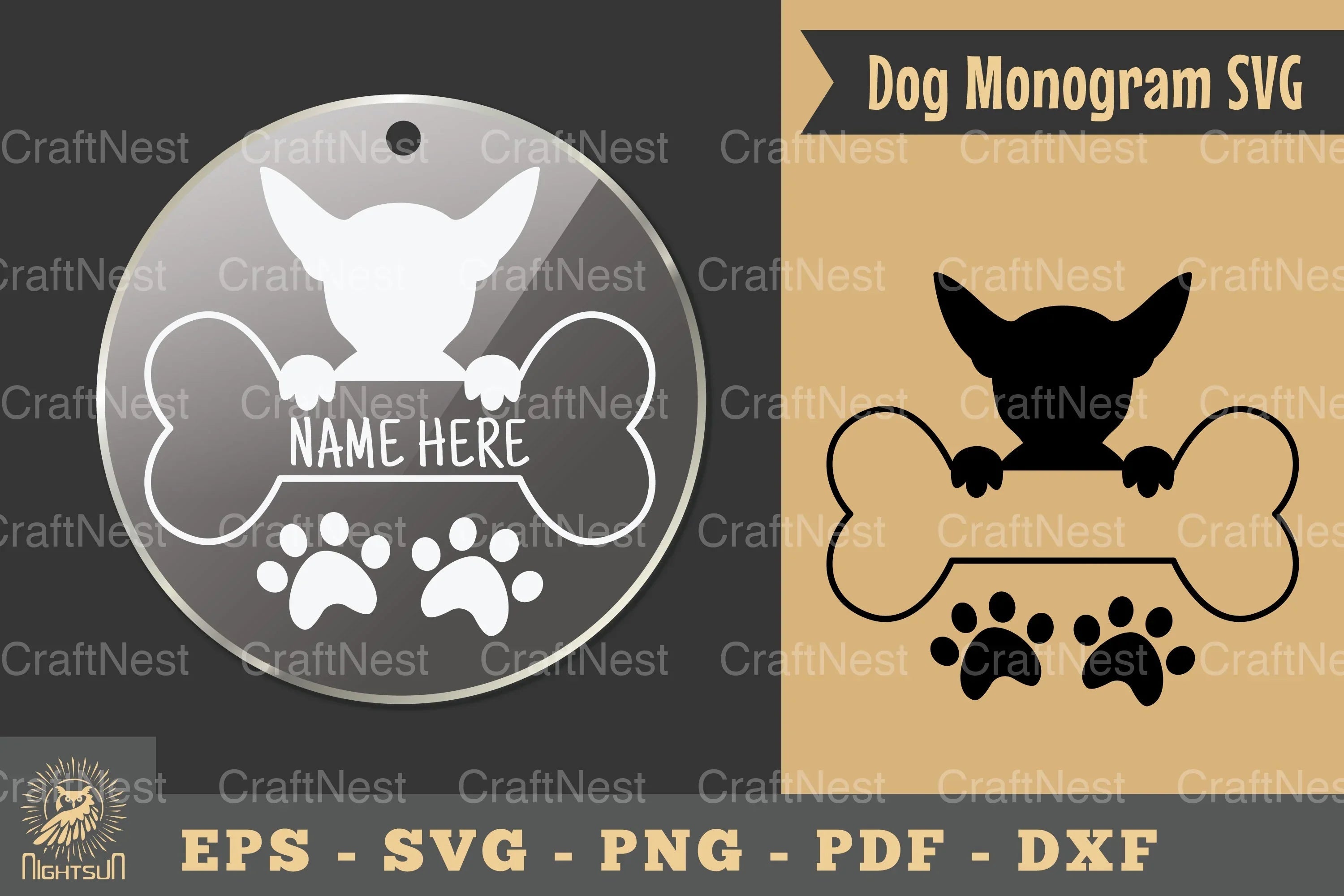 Dog Monogram Keychain Design Silhouette Clipart Bundle - CraftNest - Digital Crafting and Art