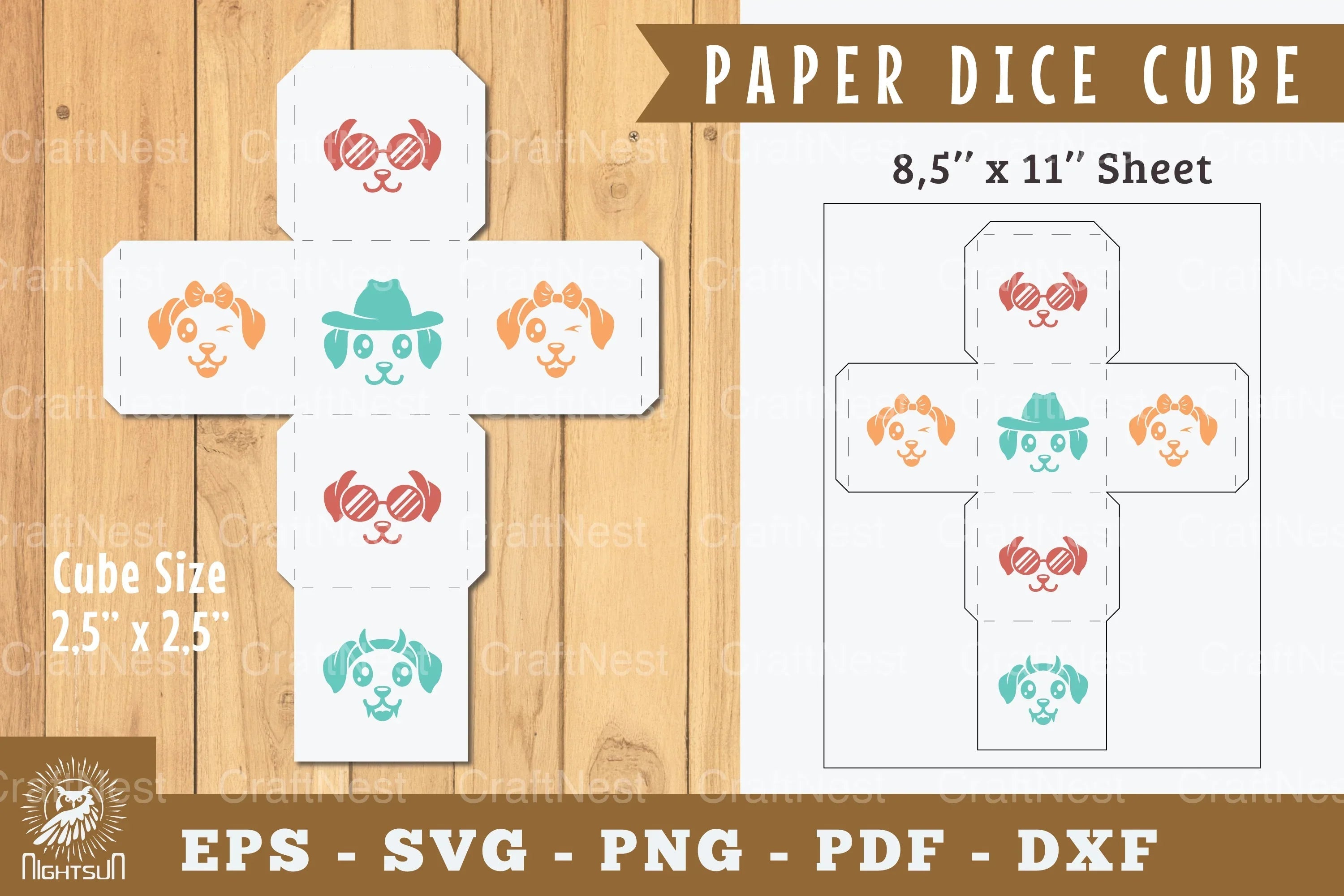 Dog Paper Dice Cube Printable Clipart Bundle - CraftNest - Digital Crafting and Art