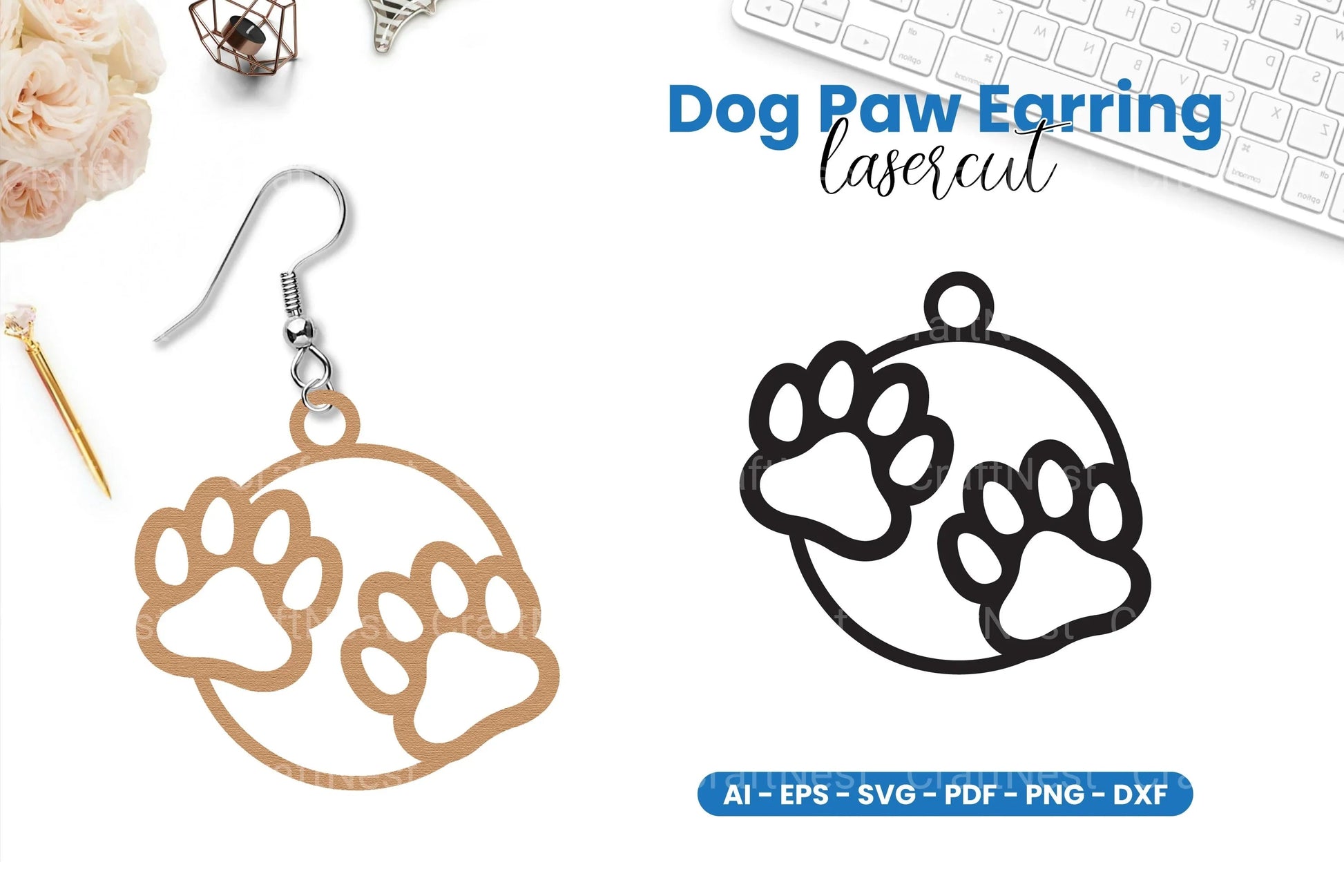 Dog Paw Earring Lasercut SVG Bundle - CraftNest - Digital Crafting and Art