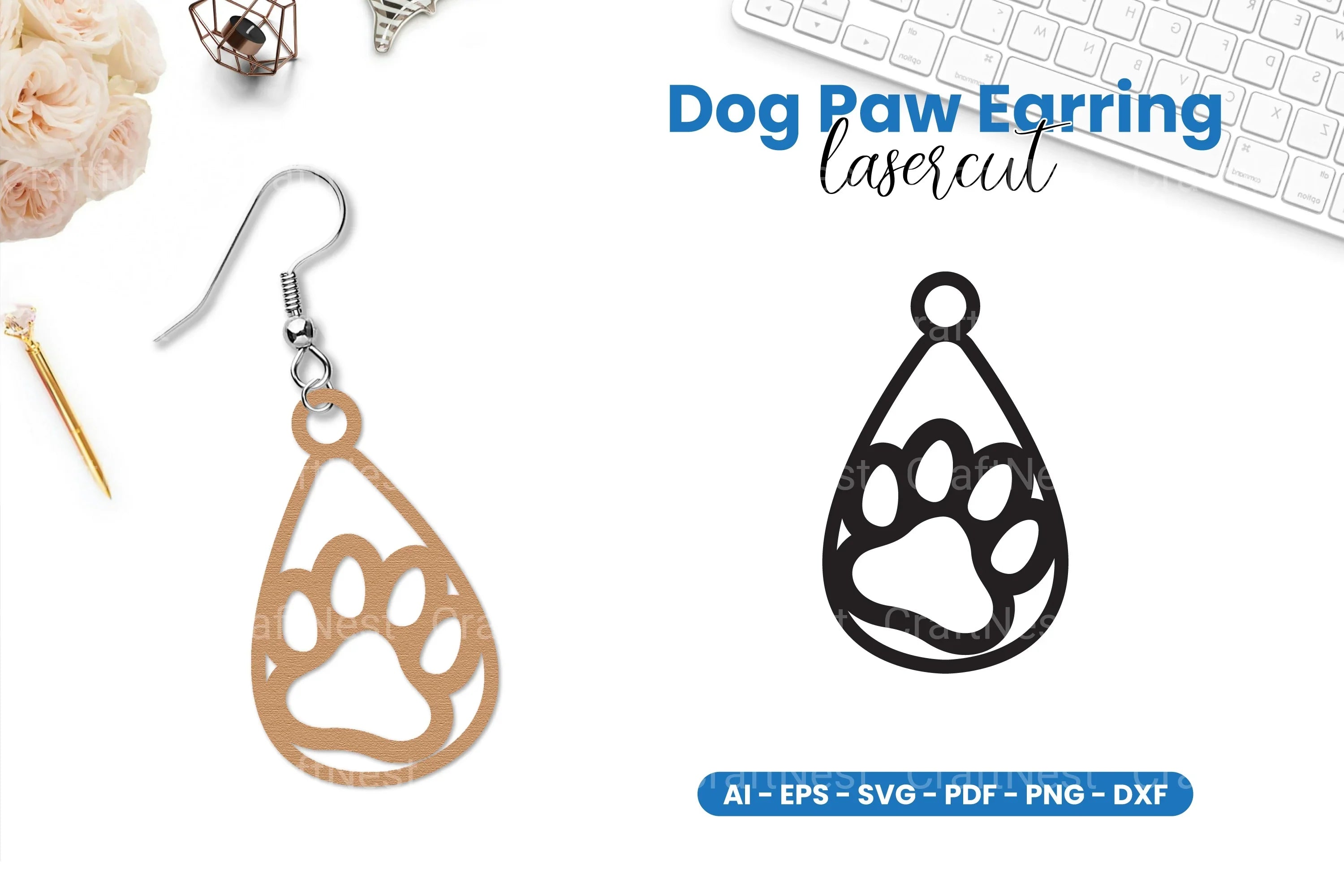 Dog Paw Earring SVG Bundle - CraftNest - Digital Crafting and Art