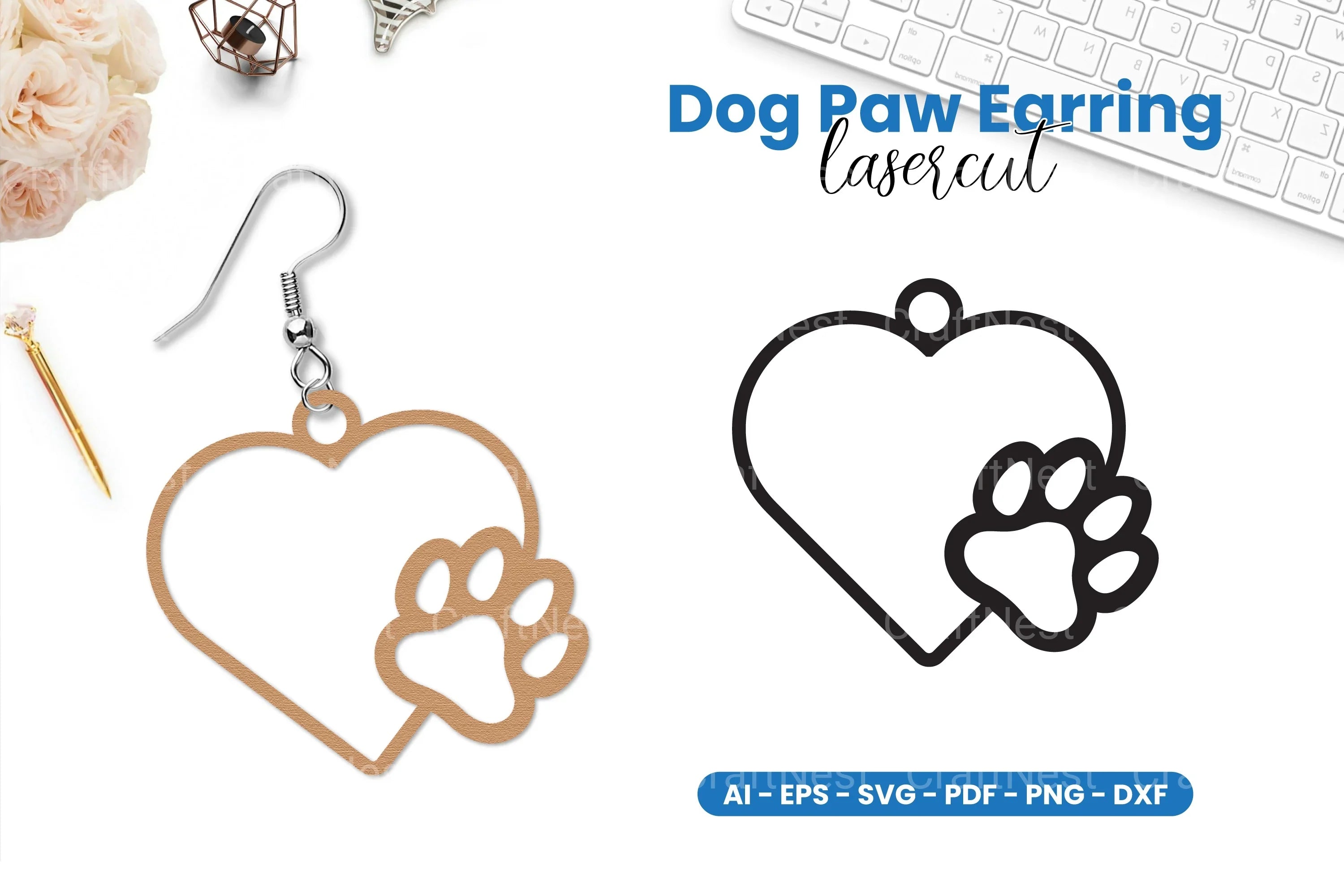 Dog Paw Earring Laser Cut SVG Bundle - CraftNest - Digital Crafting and Art