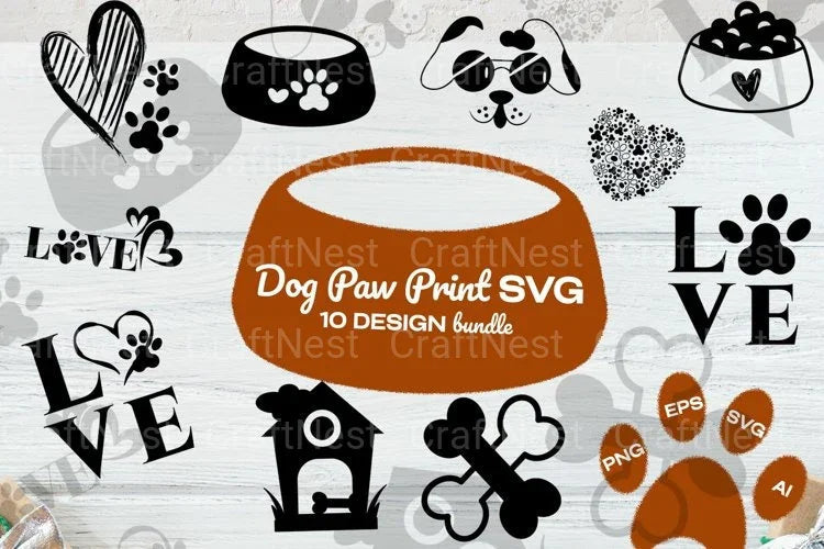 Dog Paw SVG Bundle - CraftNest - Digital Crafting and Art