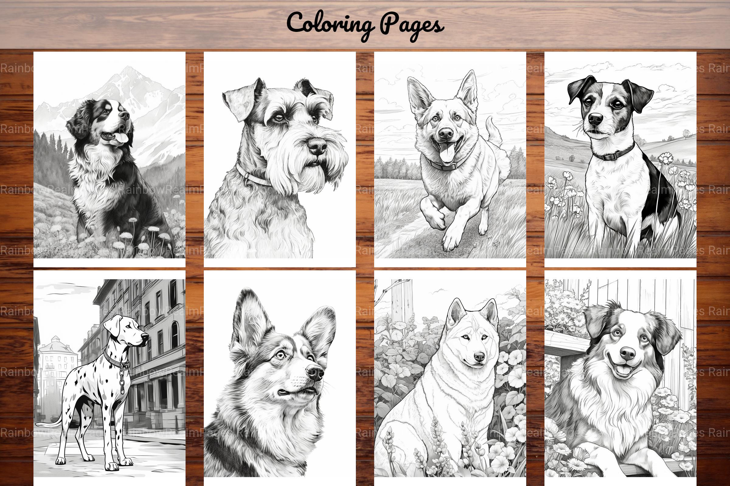 Realistic Dog Coloring Book