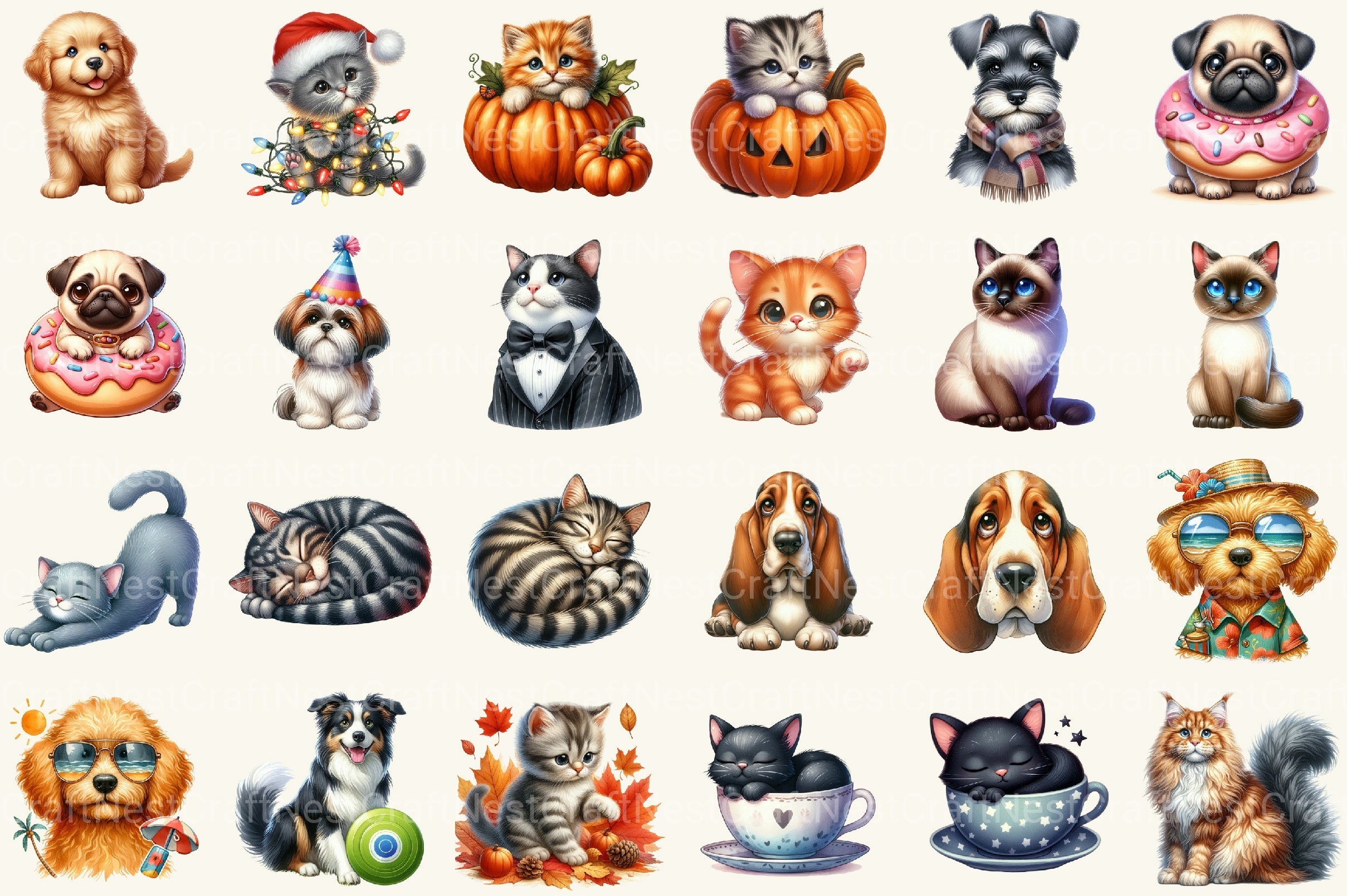 Dog And Cat Clipart Bundle