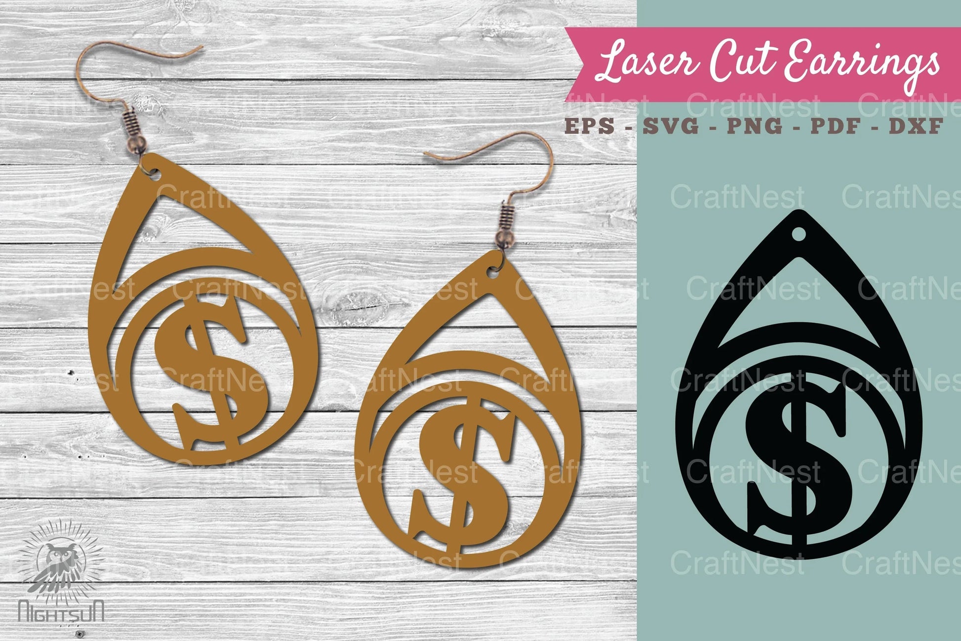Dollar Sign Laser Cut Earrings Clipart Bundle - CraftNest - Digital Crafting and Art