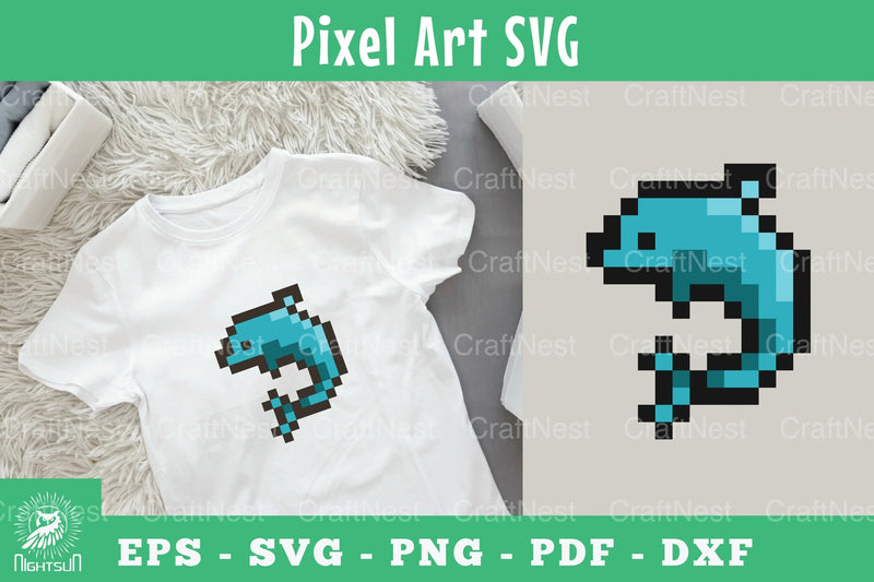 Dolphin Pixel Art Clipart Bundle - CraftNest - Digital Crafting and Art