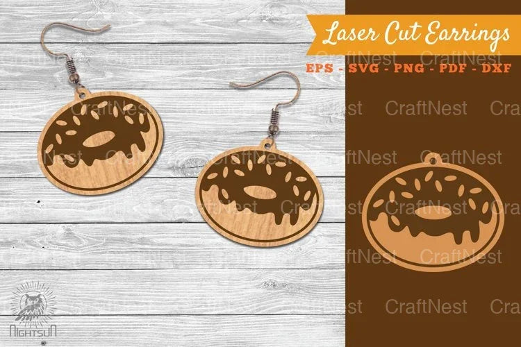 Donut Laser Cut Earrings SVG Bundle - CraftNest - Digital Crafting and Art