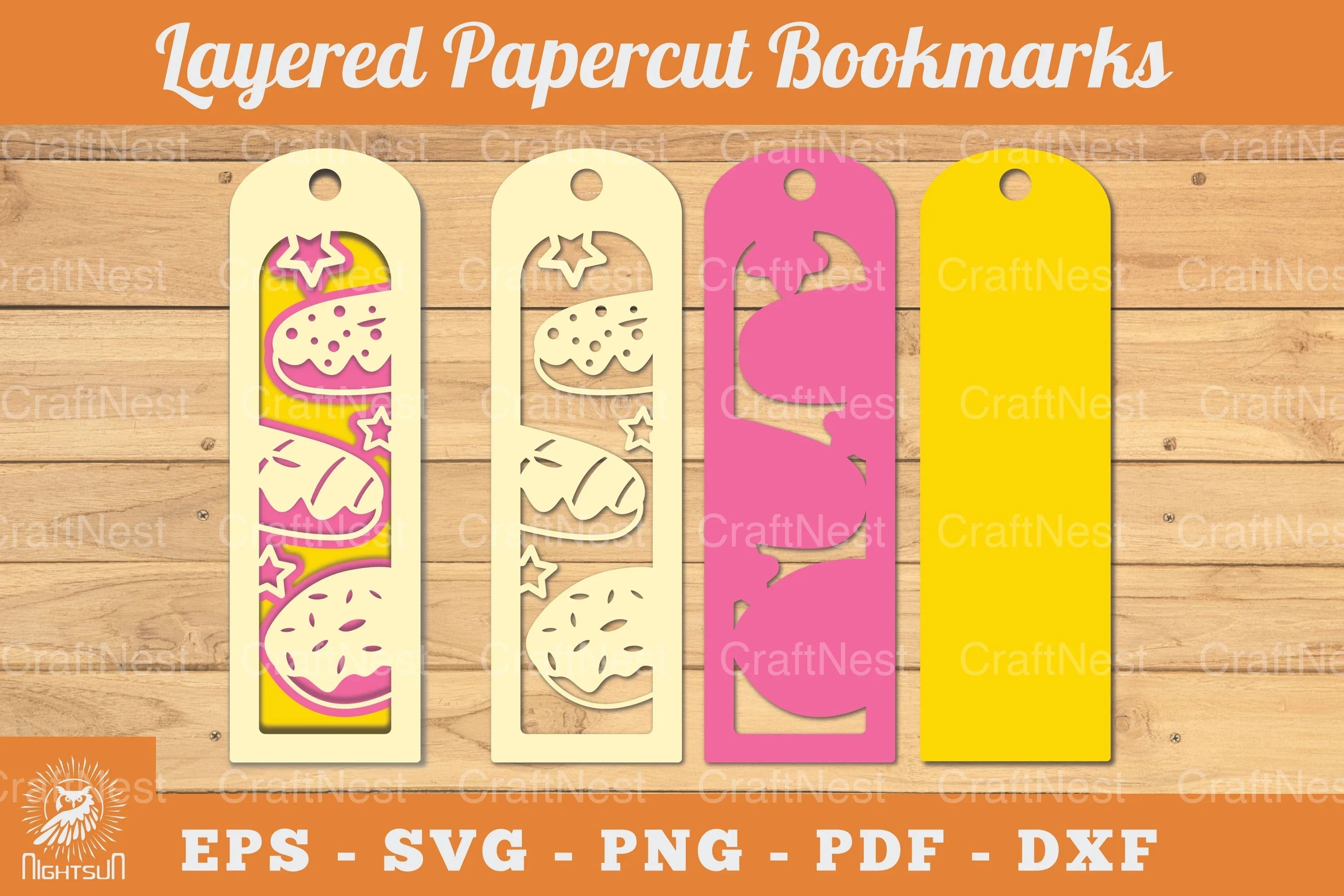 Donut Papercut Bookmark SVG Bundle - CraftNest - Digital Crafting and Art