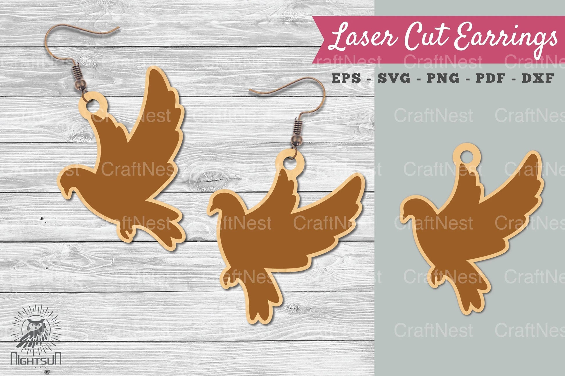 Dove Laser Cut Earrings SVG Bundle - CraftNest - Digital Crafting and Art