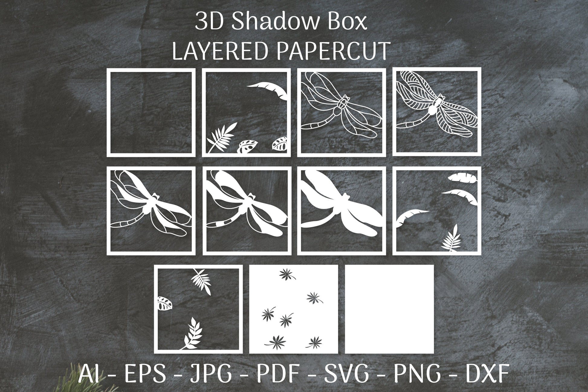 Dragonfly and Flowers Layered Papercut Nature SVG Bundle 2 - CraftNest - Digital Crafting and Art