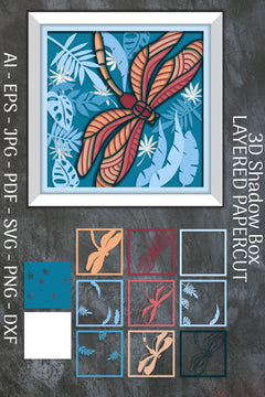 Dragonfly and Flowers Layered Papercut Nature SVG Bundle 2 - CraftNest - Digital Crafting and Art